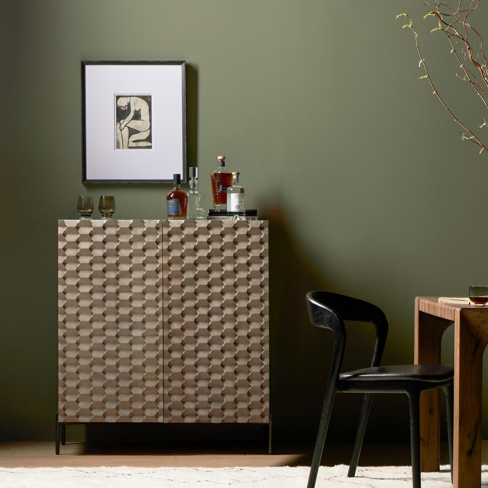 Raffael Bar Cabinet-Carvd Stonewash Grey