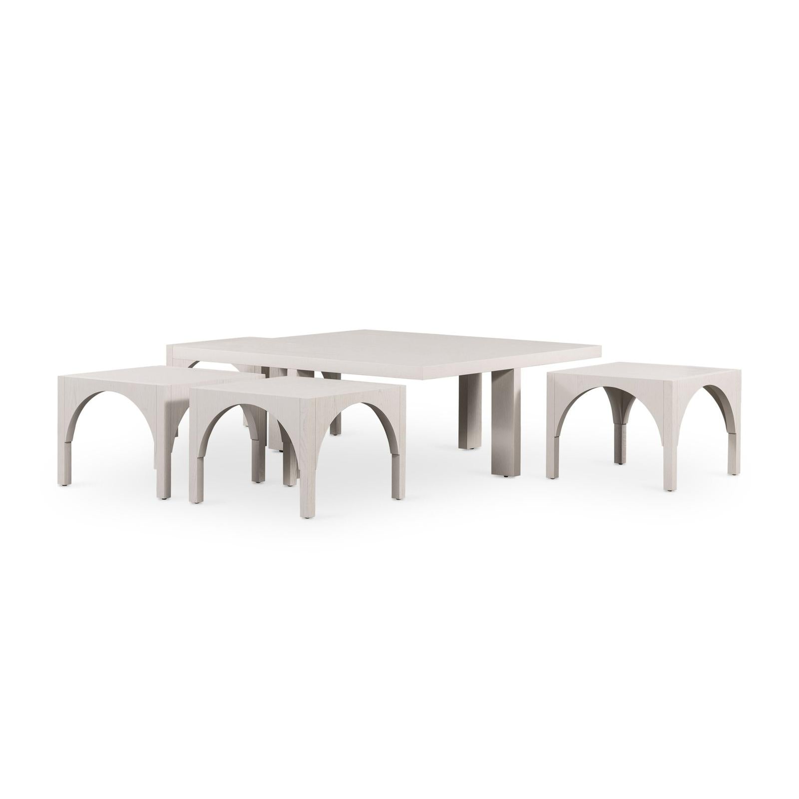Four Hands Amara Coffee Table with Nesting Arch Seats