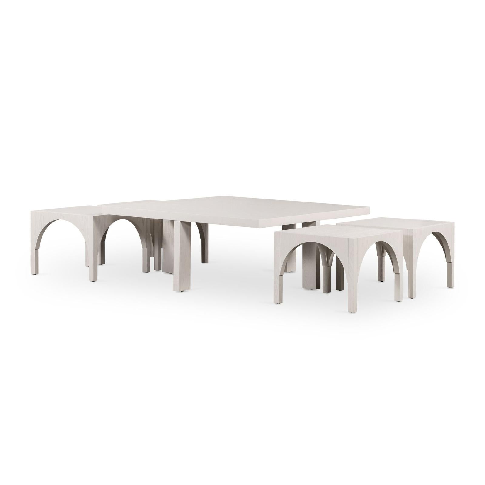 Four Hands Amara Coffee Table with Nesting Arch Seats