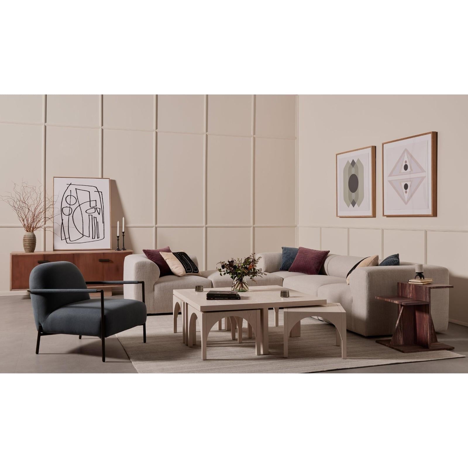 Four Hands Amara Coffee Table with Nesting Arch Seats