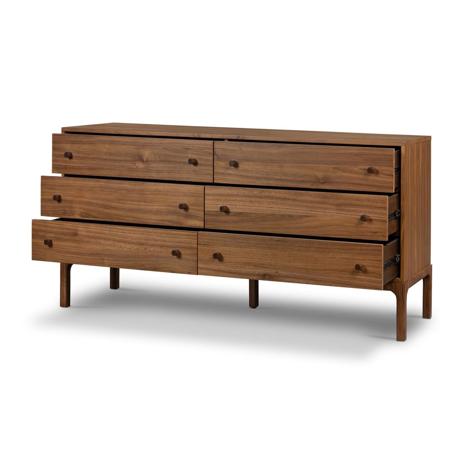 Arturo 6 Drawer Dresser-Natural Walnut