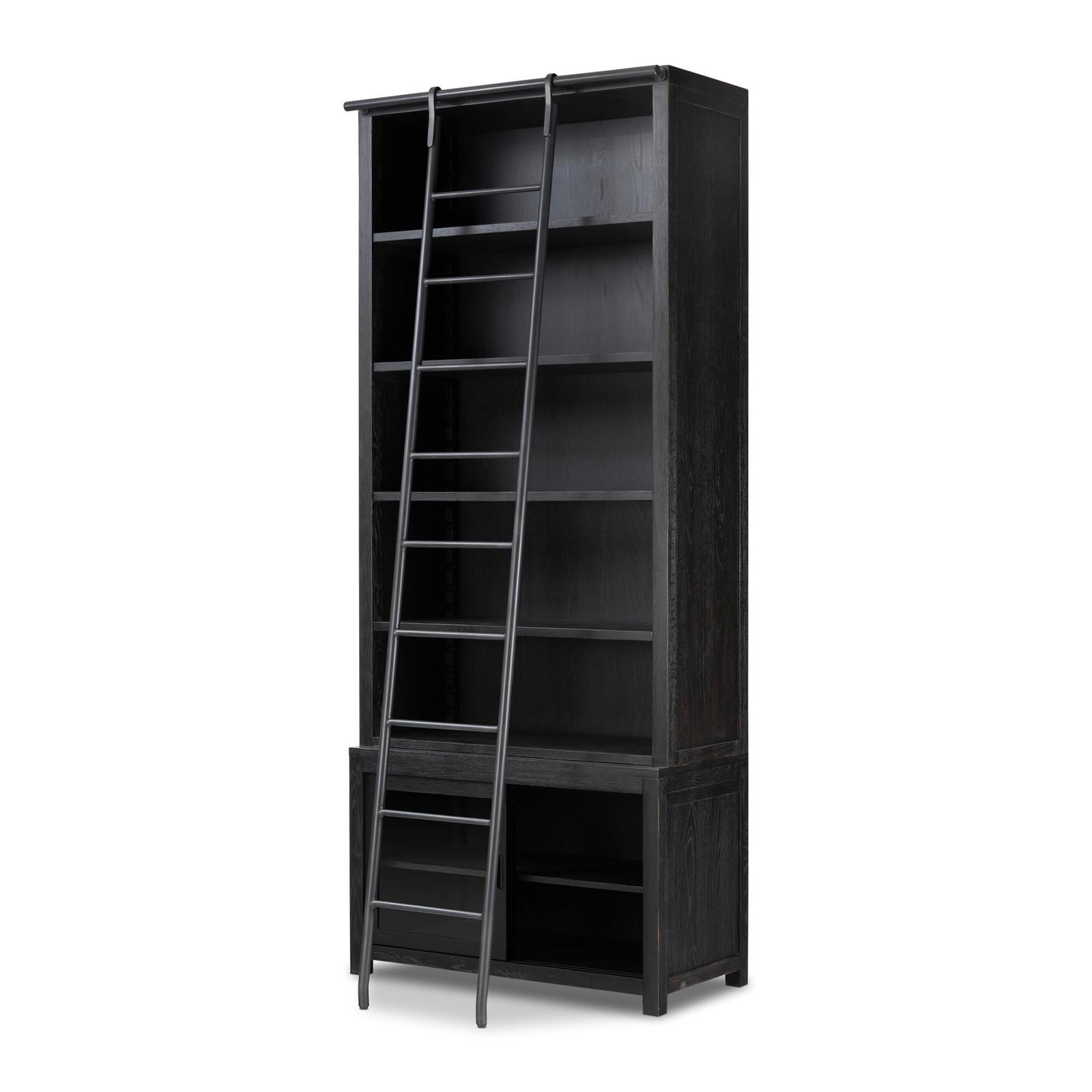Admont Bookcase And Ladder-Worn Blk