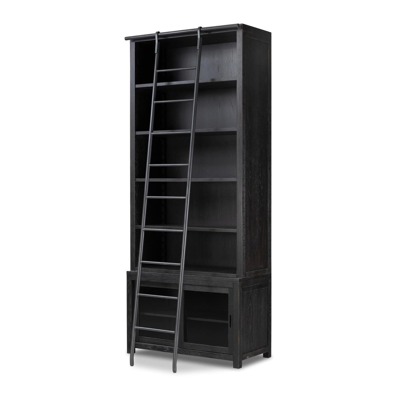 Admont Bookcase And Ladder-Worn Blk