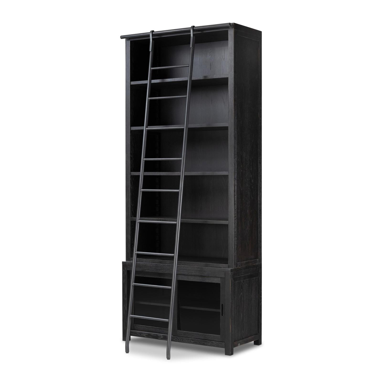 Admont Bookcase And Ladder-Worn Blk