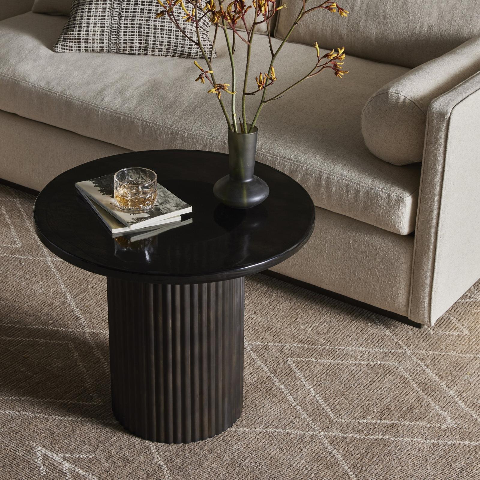 Ruben End Table-Smoked Black Cast Glass