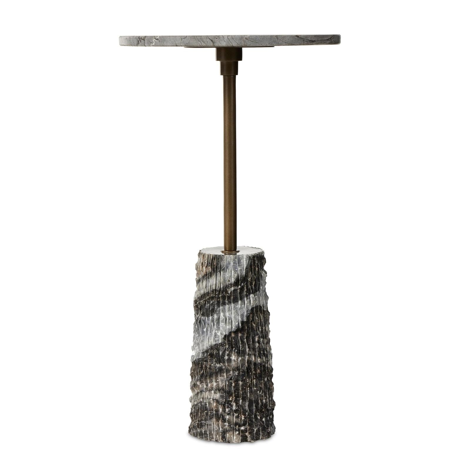 Raven End Table-Ribbed Ebony Marble