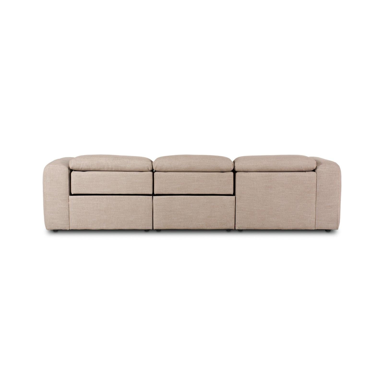 Four Hands Radley Power Recliner 3-Piece Sectional W/ Chaise