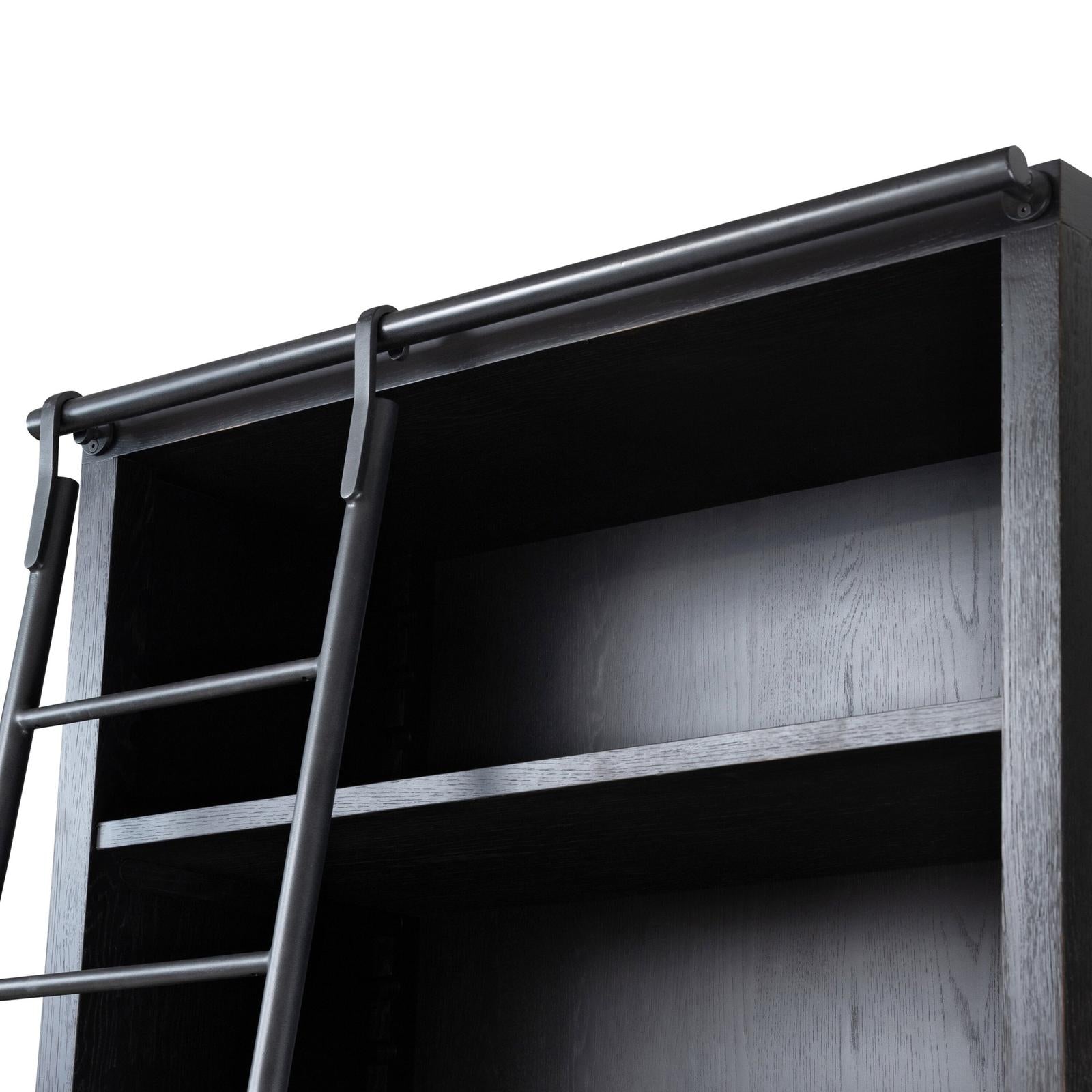 Admont Double Bookcase W Ladder-Worn Blk