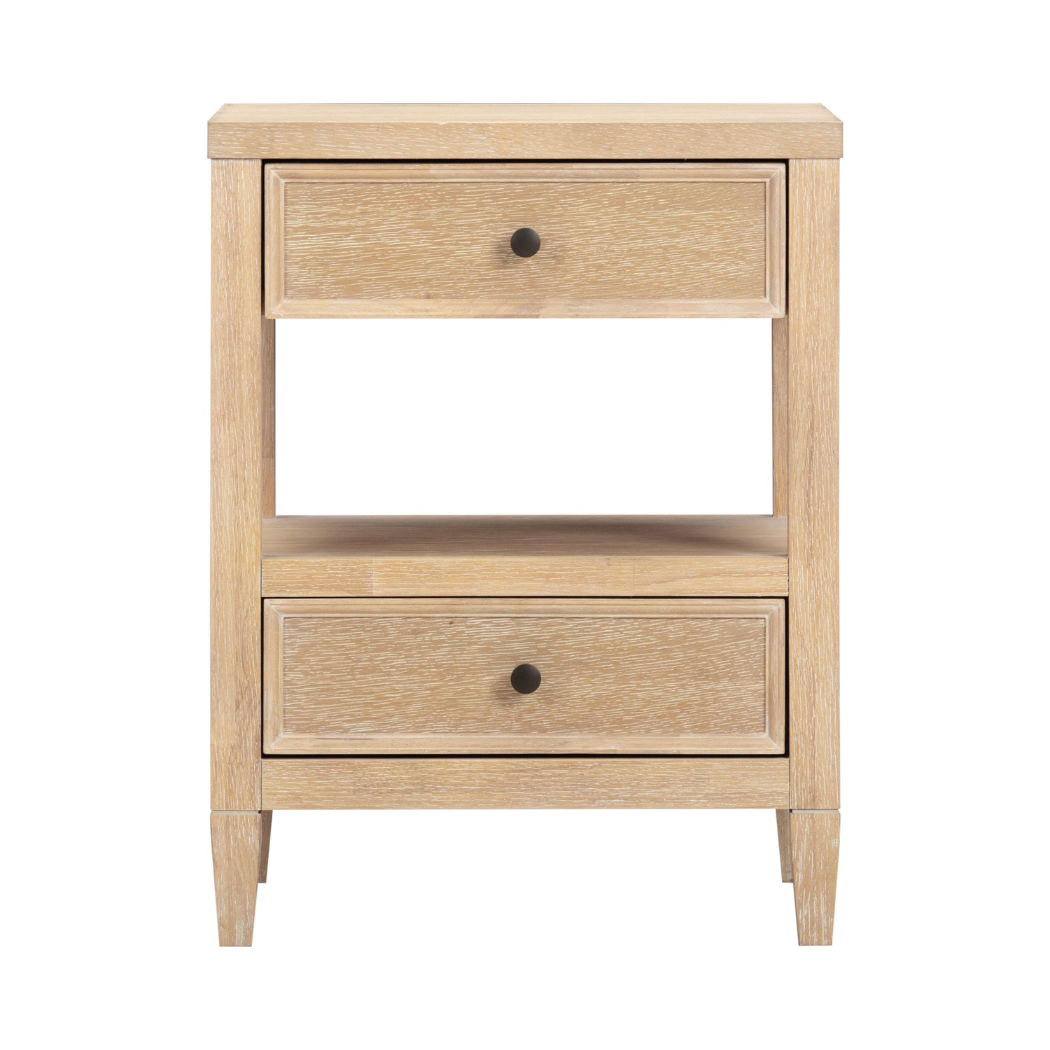 TOV Furniture Bristol Park 20" Whitewashed Oak Wood 2-Drawer Nightstand