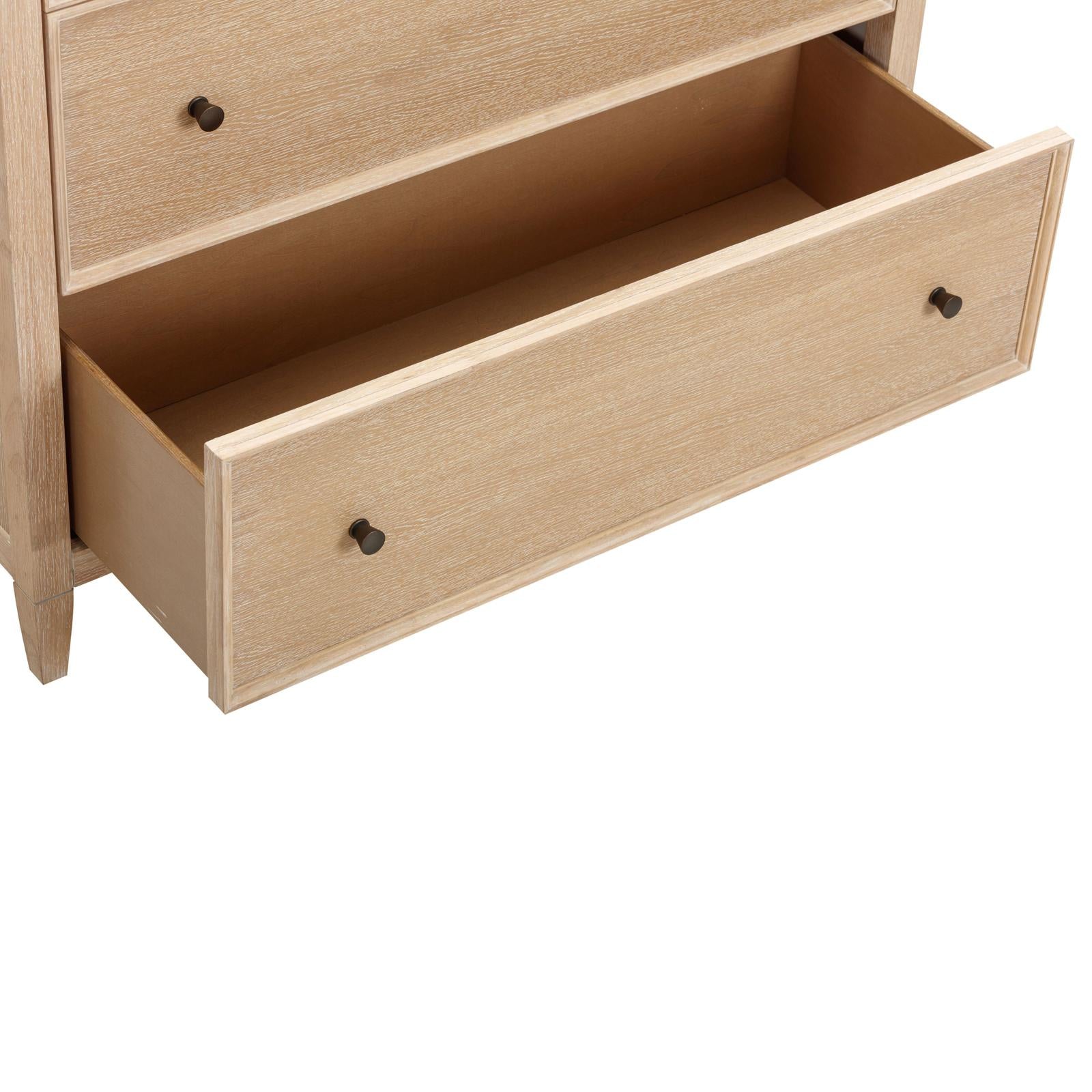 TOV Furniture Bristol Park Whitewashed Oak Wood 7-Drawer Chest