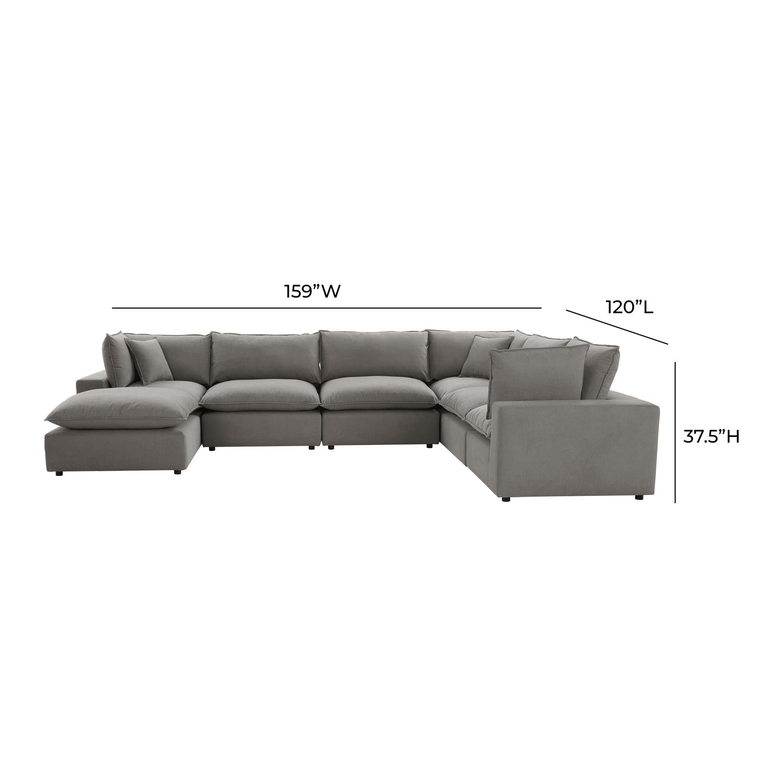 TOV Furniture Cali 7-Piece Performance Fabric Modular Large Chaise Sectional
