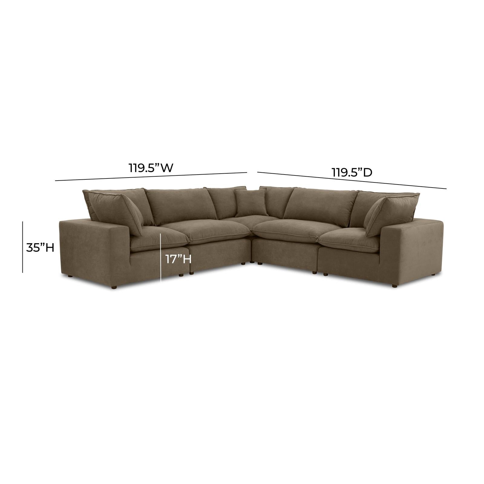 TOV Furniture Cali 5-Piece Chocolate Brown Performance Velvet L-Sectional