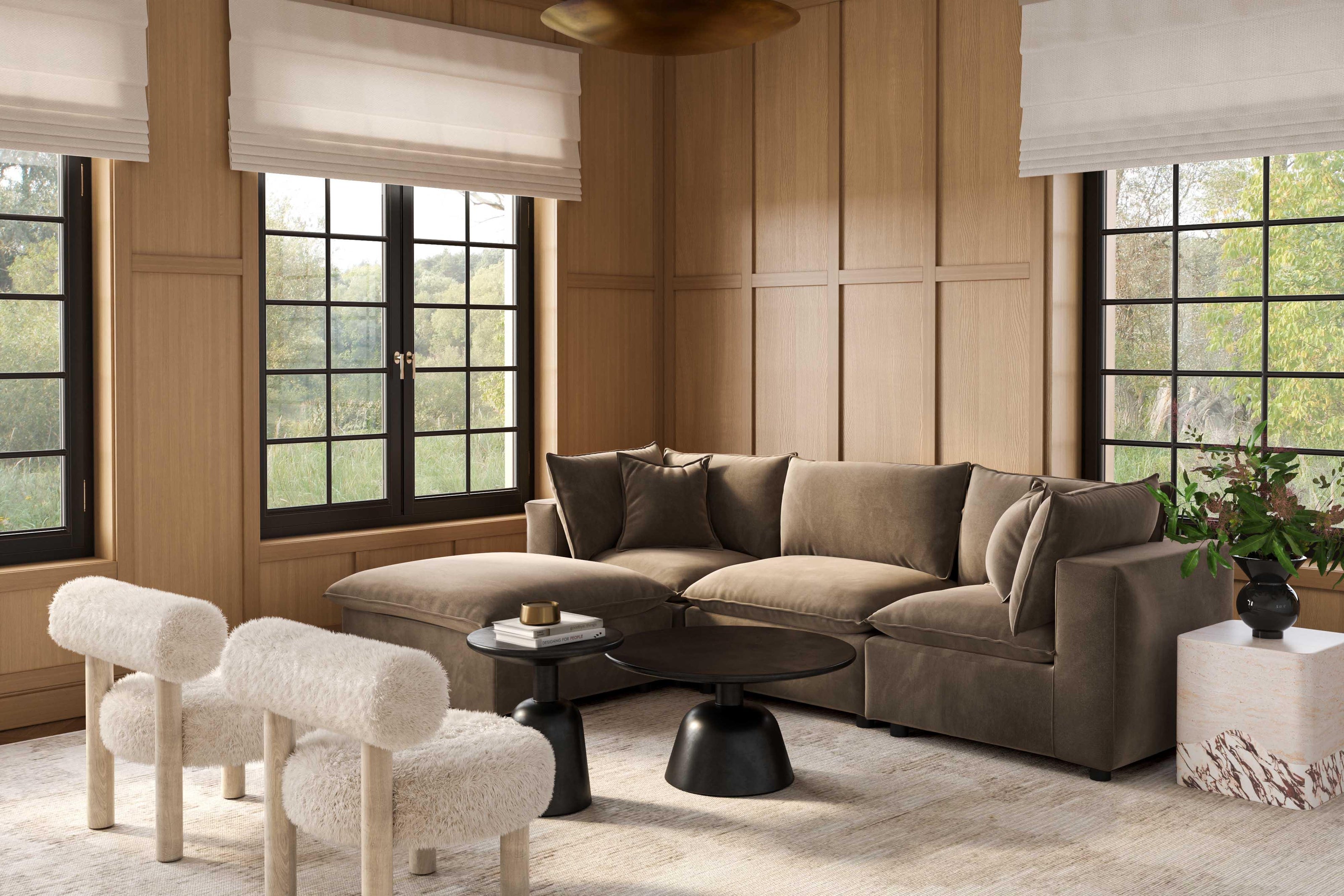 TOV Furniture Cali 4-Piece Chocolate Brown Performance Velvet Sectional