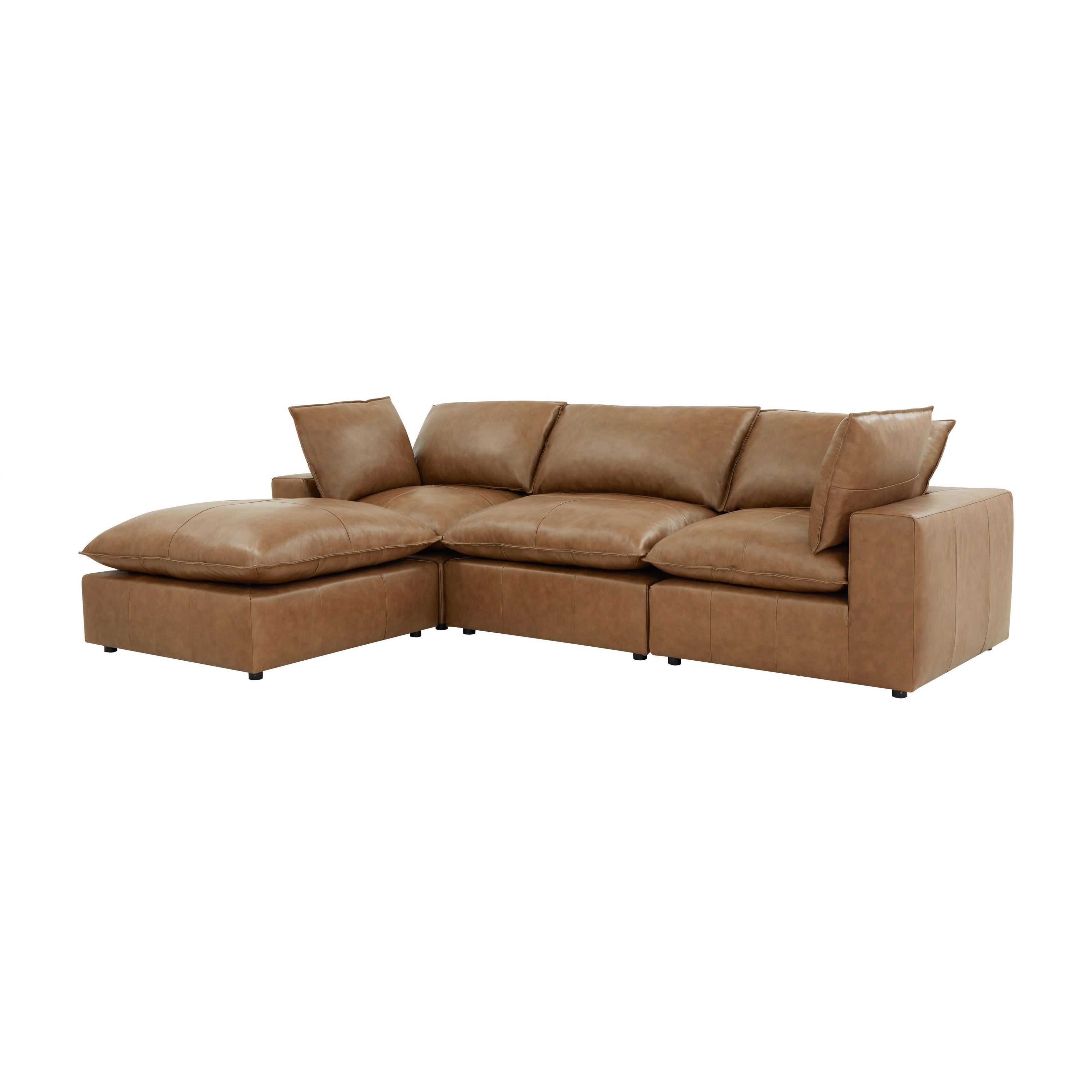 TOV Furniture Cali 4-Piece Brown Leather Modular Sectional