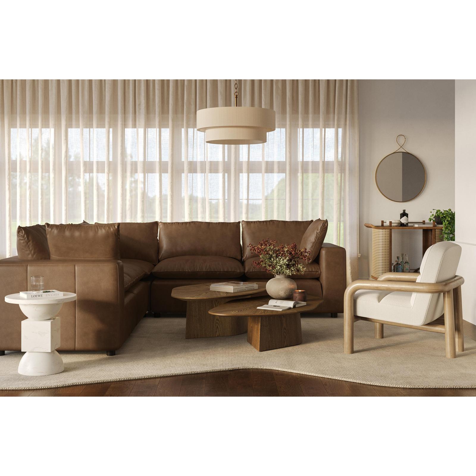TOV Furniture Cali 5-Piece Brown Leather Modular L-Sectional