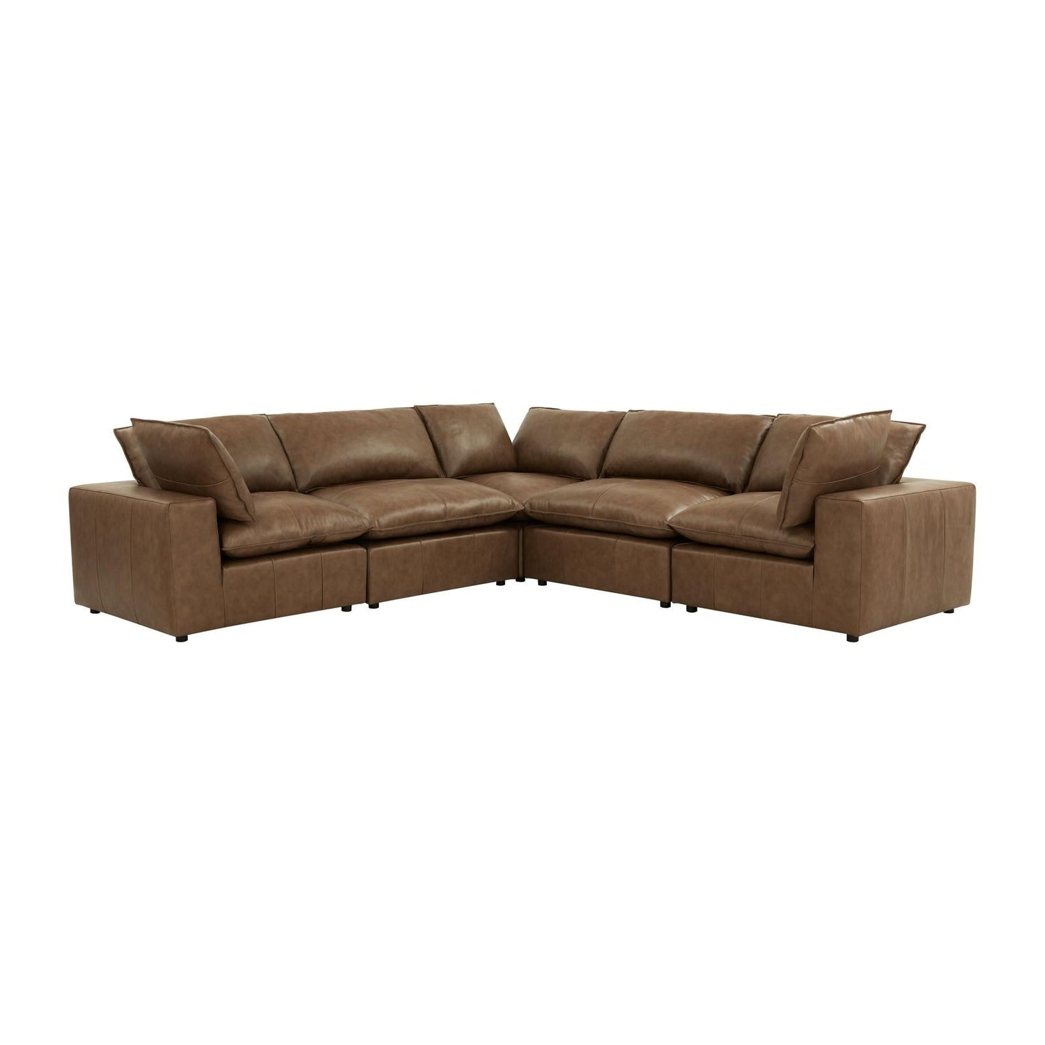 TOV Furniture Cali 5-Piece Brown Leather Modular L-Sectional