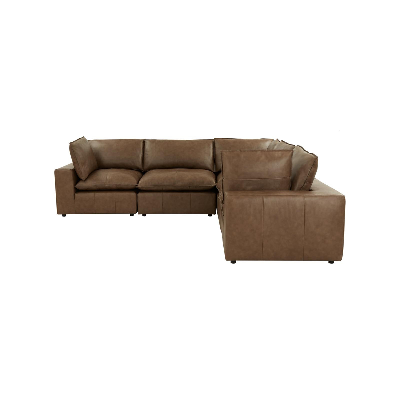 TOV Furniture Cali 5-Piece Brown Leather Modular L-Sectional
