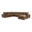 TOV Furniture Cali 7-Piece Brown Leather Modular Large Chaise Sectional