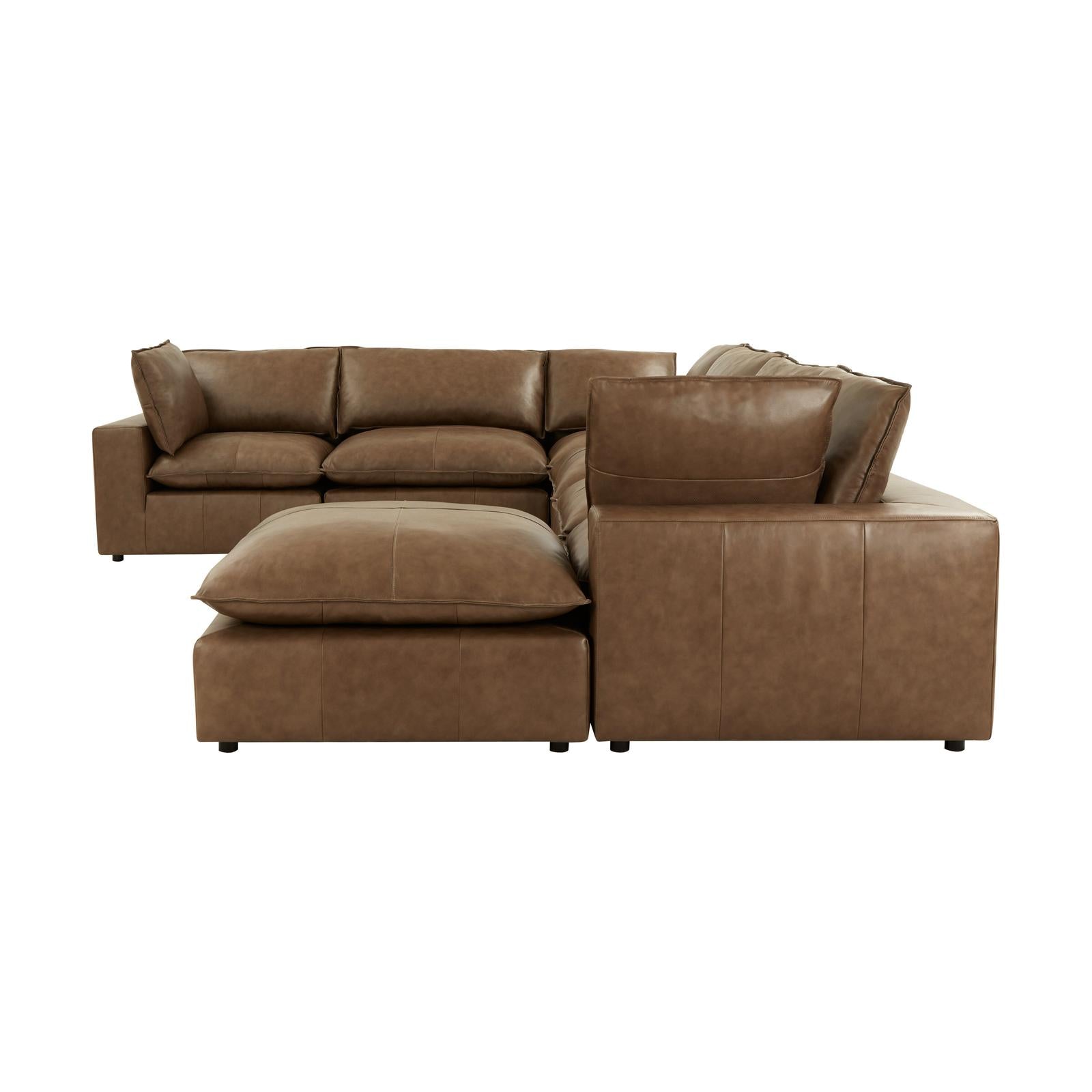TOV Furniture Cali 7-Piece Brown Leather Modular Large Chaise Sectional