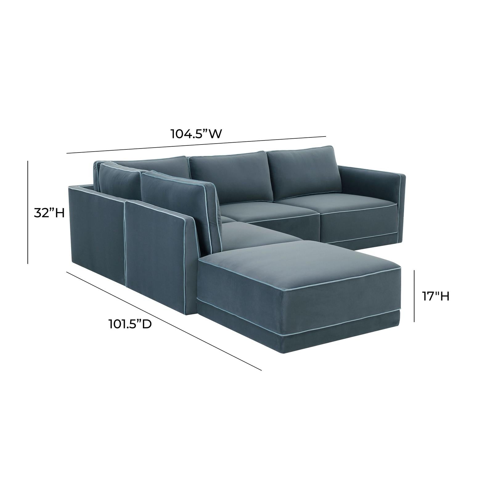 TOV Furniture Willow 5-Piece Performance Velvet Modular Sectional