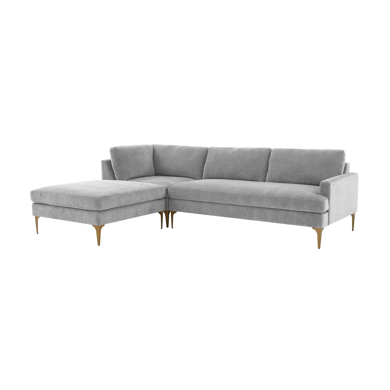 TOV Furniture Serena 3-Piece Performance Velvet Chaise Sectional