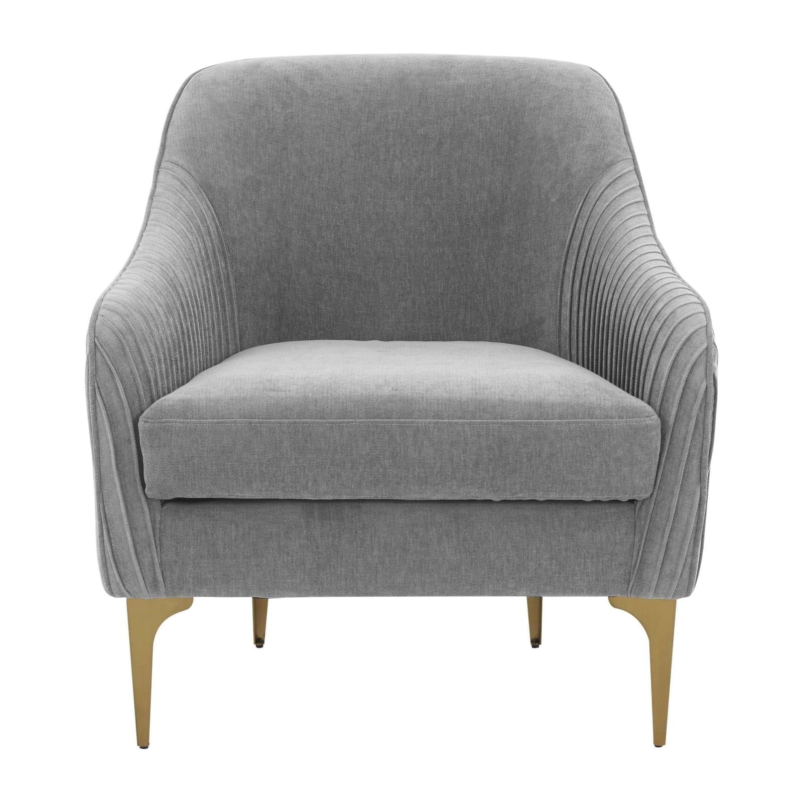 TOV Furniture Serena Grey Performance Velvet Accent Chair