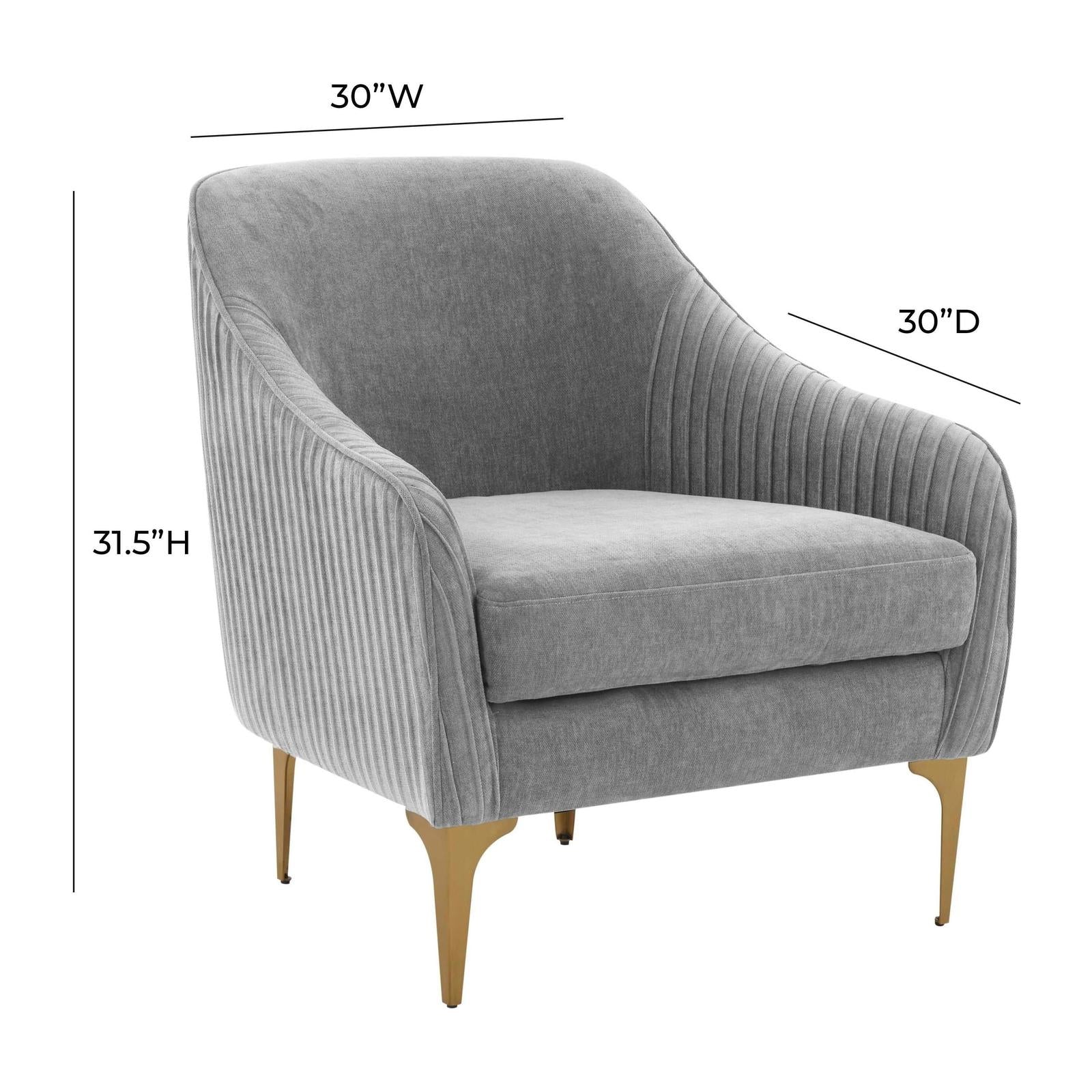 TOV Furniture Serena Grey Performance Velvet Accent Chair