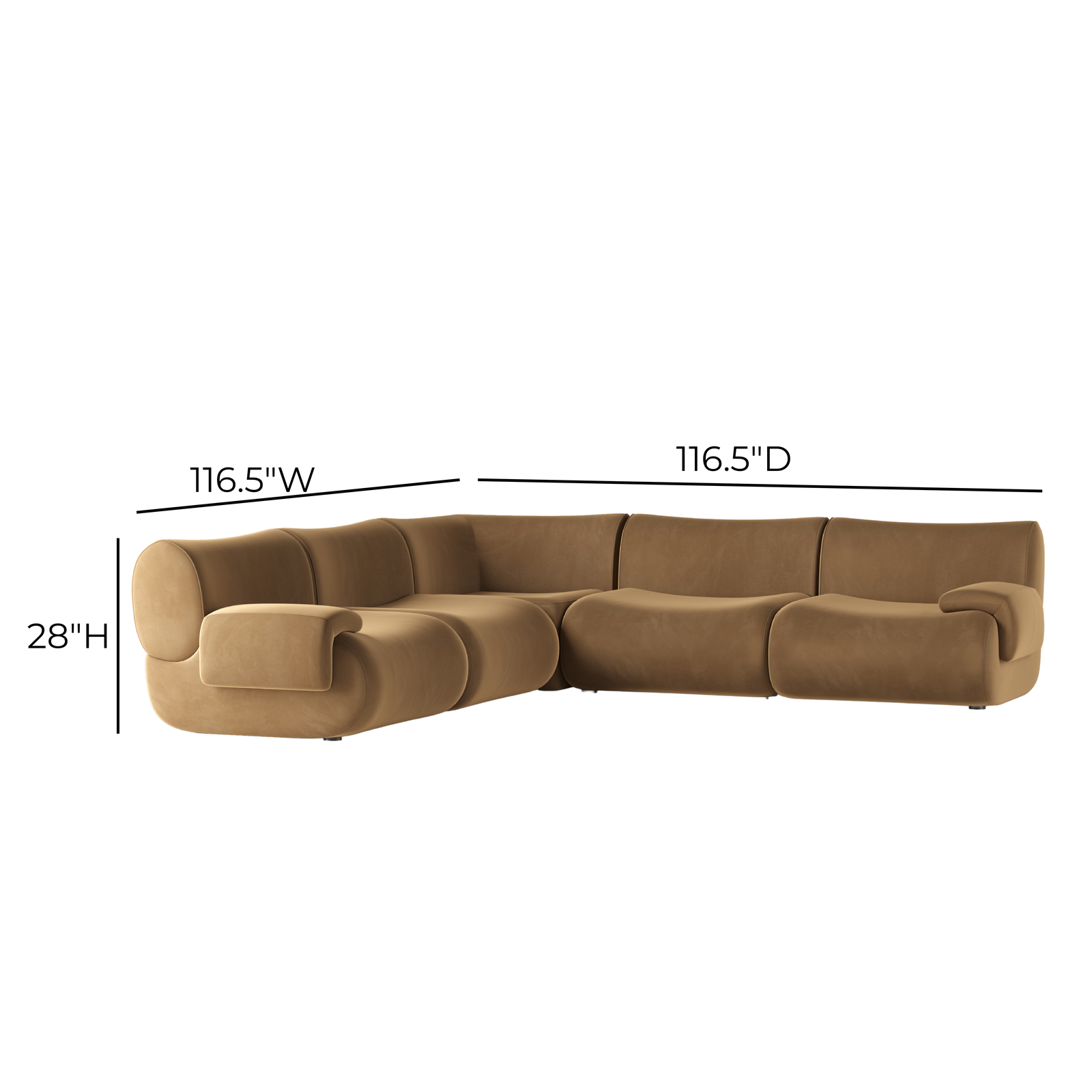 TOV Furniture Zenith 5-Piece Latte Brown Performance Velvet Modular L-Sectional