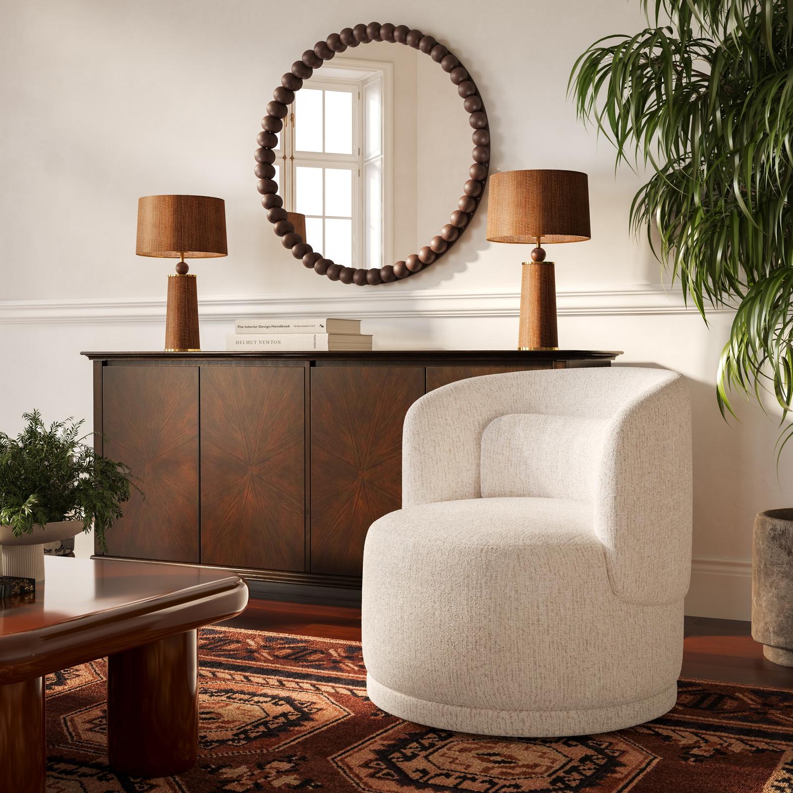 TOV Furniture Massa Textured Performance Fabric Swivel Accent Chair