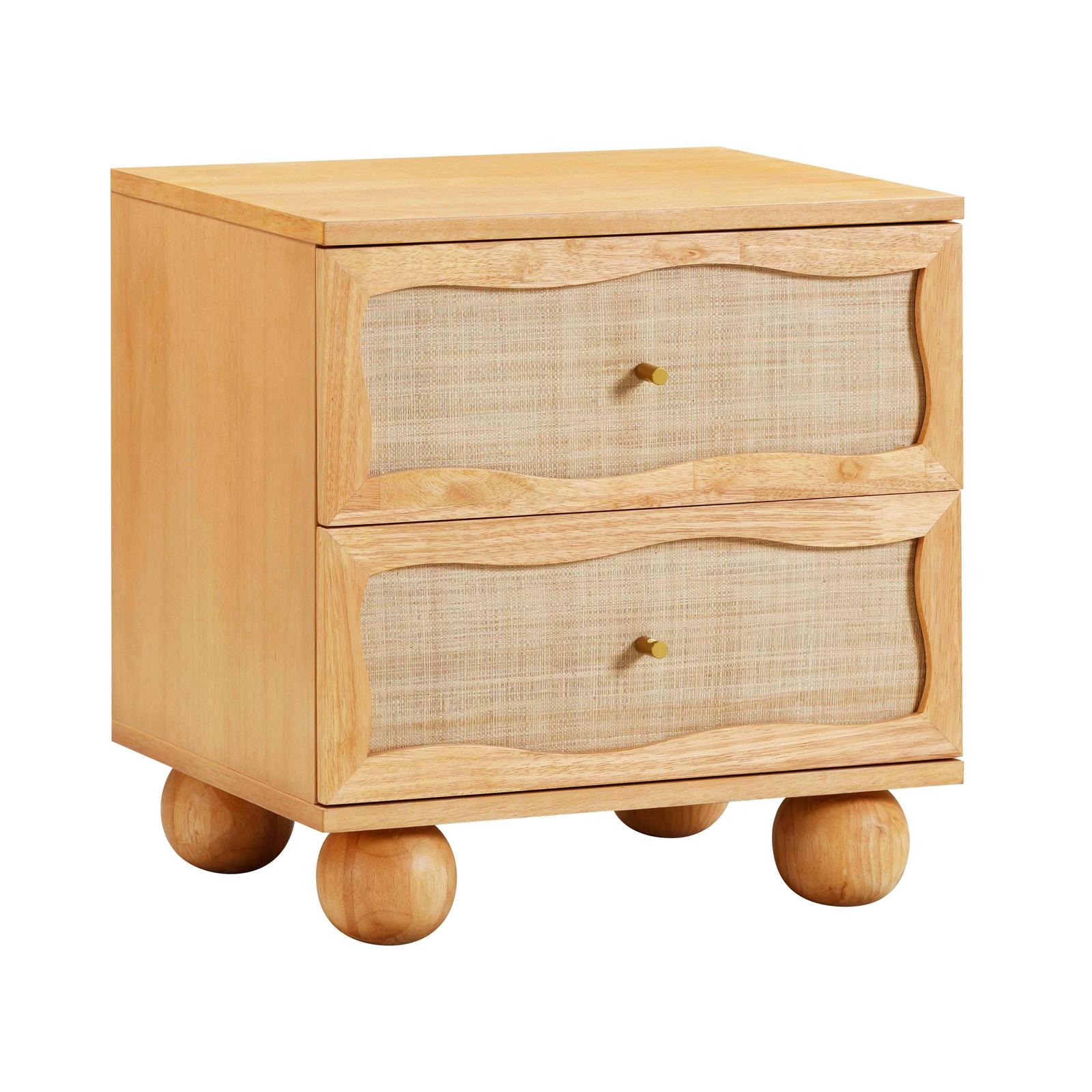 TOV Furniture Grappa Natural Wood & Rattan Wavy Nightstand