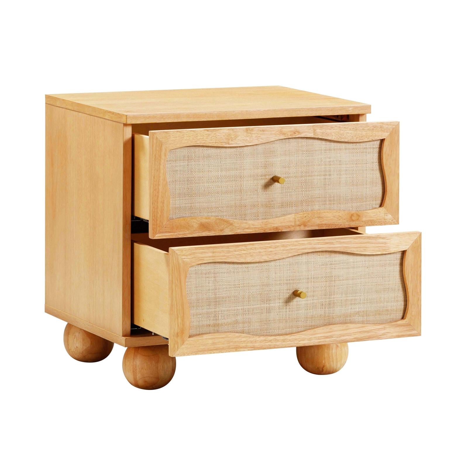 TOV Furniture Grappa Natural Wood & Rattan Wavy Nightstand