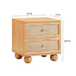 TOV Furniture Grappa Natural Wood & Rattan Wavy Nightstand