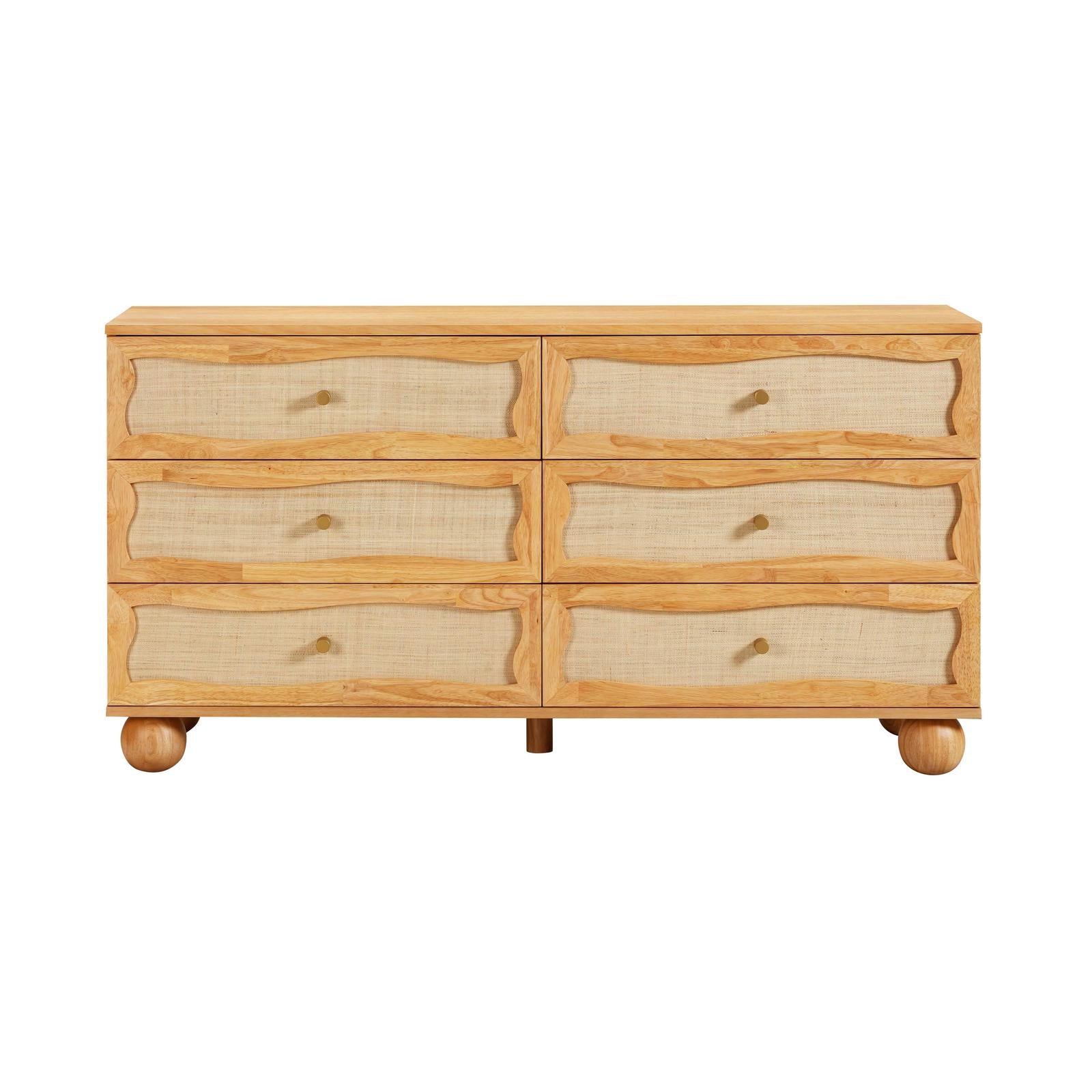 TOV Furniture Grappa Natural Wood & Rattan Wavy Dresser