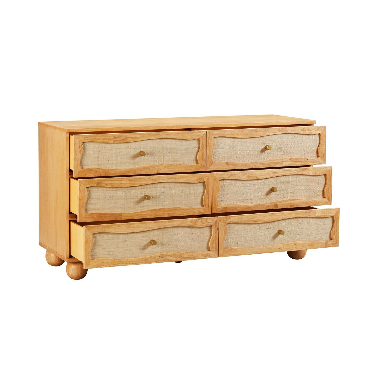 TOV Furniture Grappa Natural Wood & Rattan Wavy Dresser