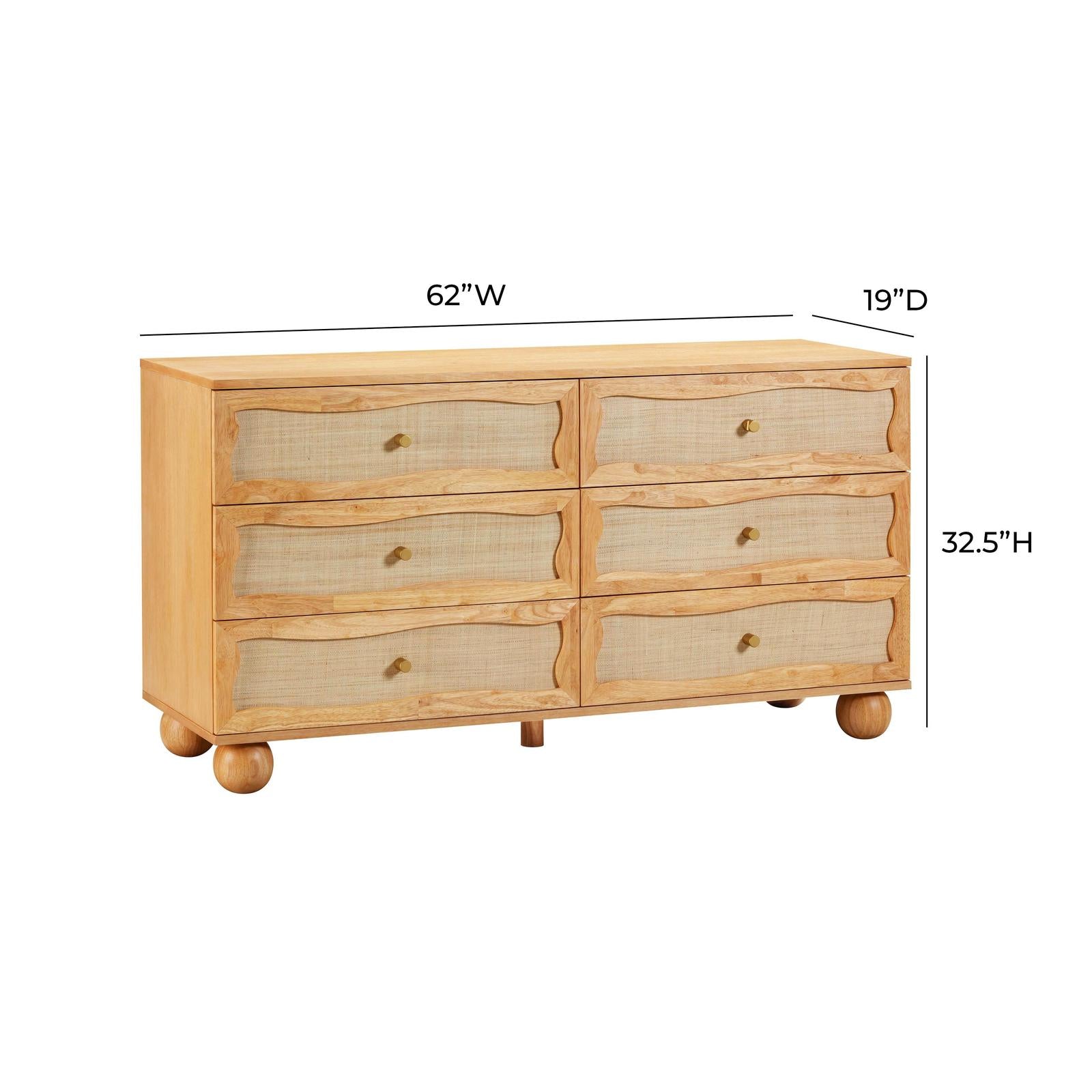 TOV Furniture Grappa Natural Wood & Rattan Wavy Dresser