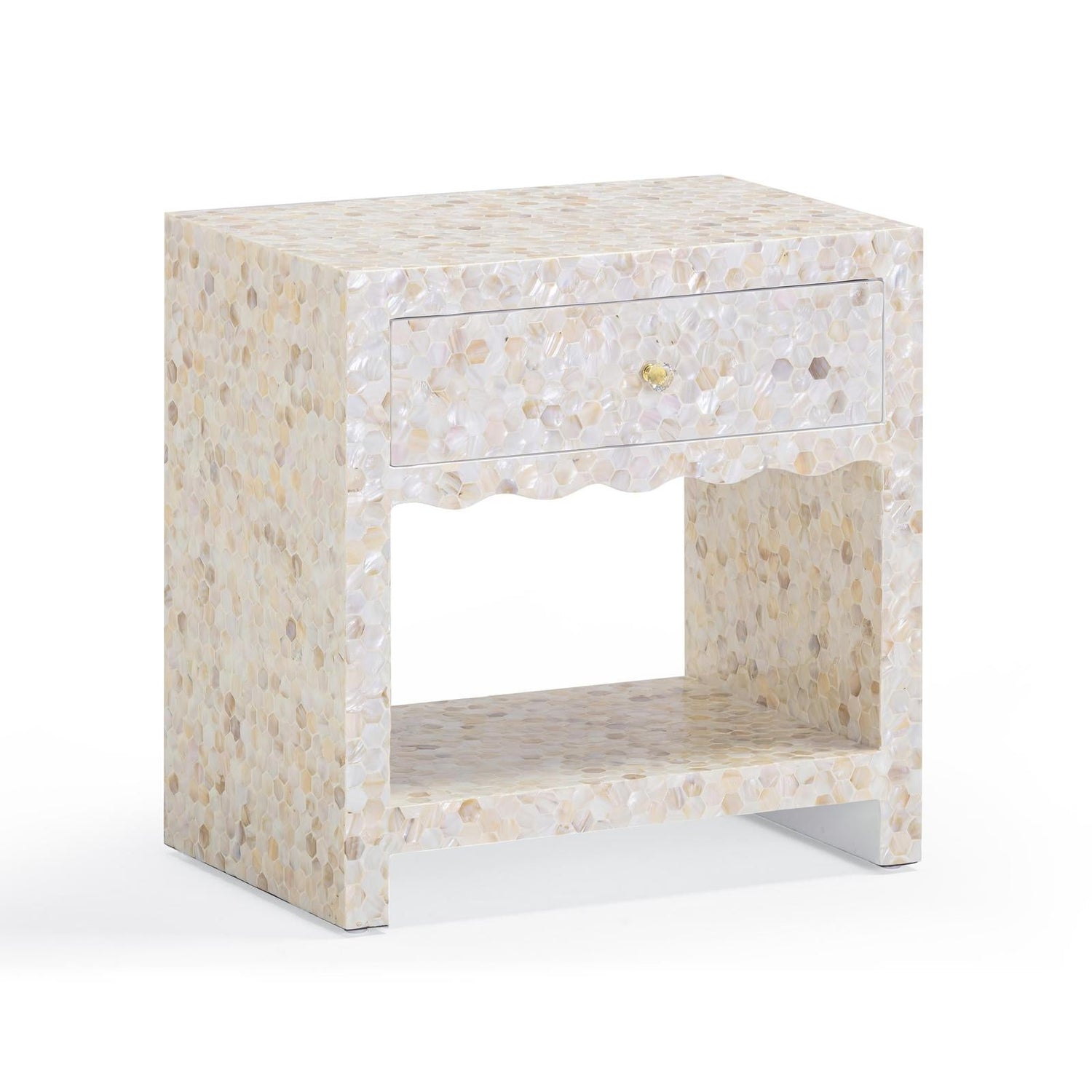 TOV Furniture Piara 22" Natural Mother of Pearl Inlaid Nightstand With Drawer