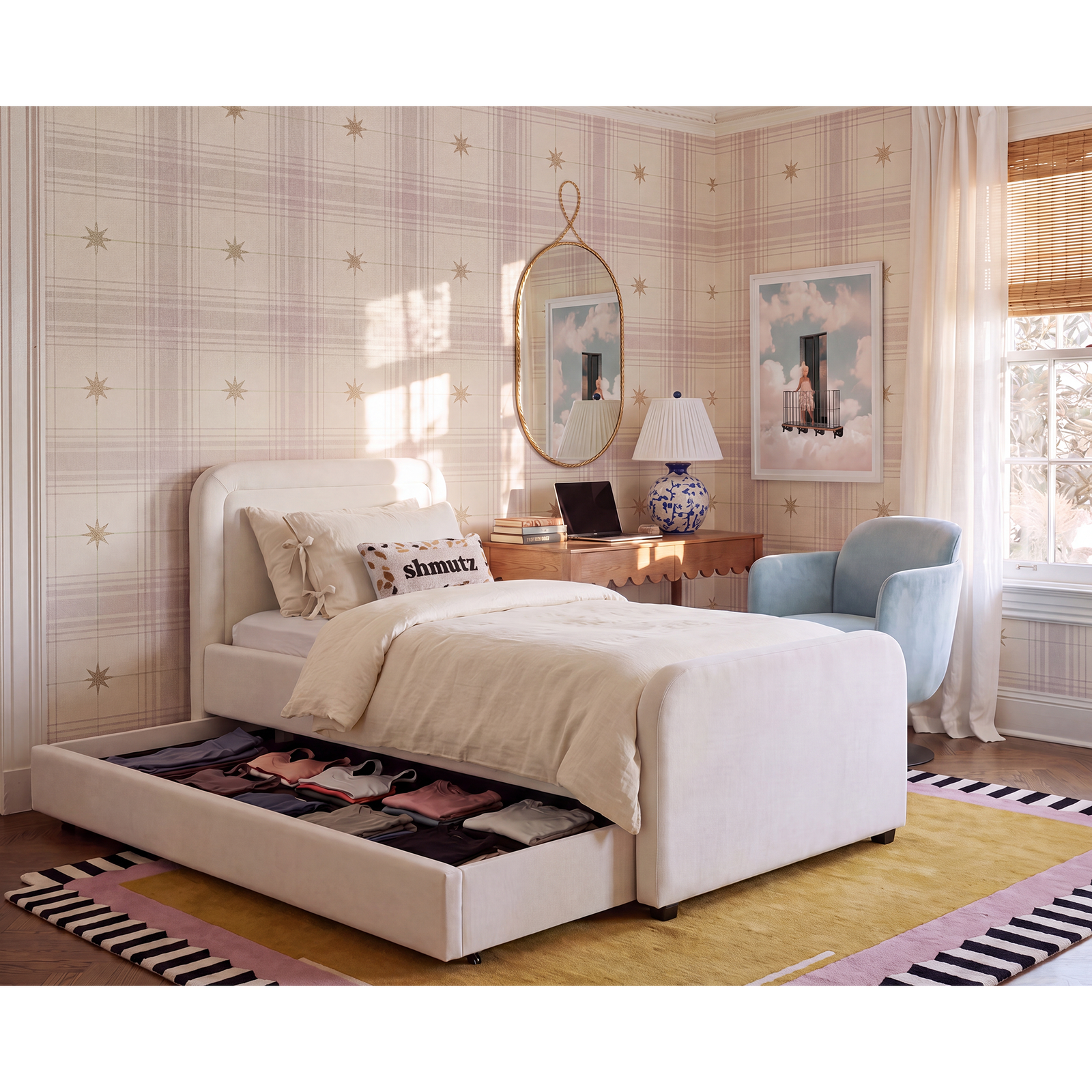 TOV Furniture Briella Performance Velvet Trundle Bed in Twin
