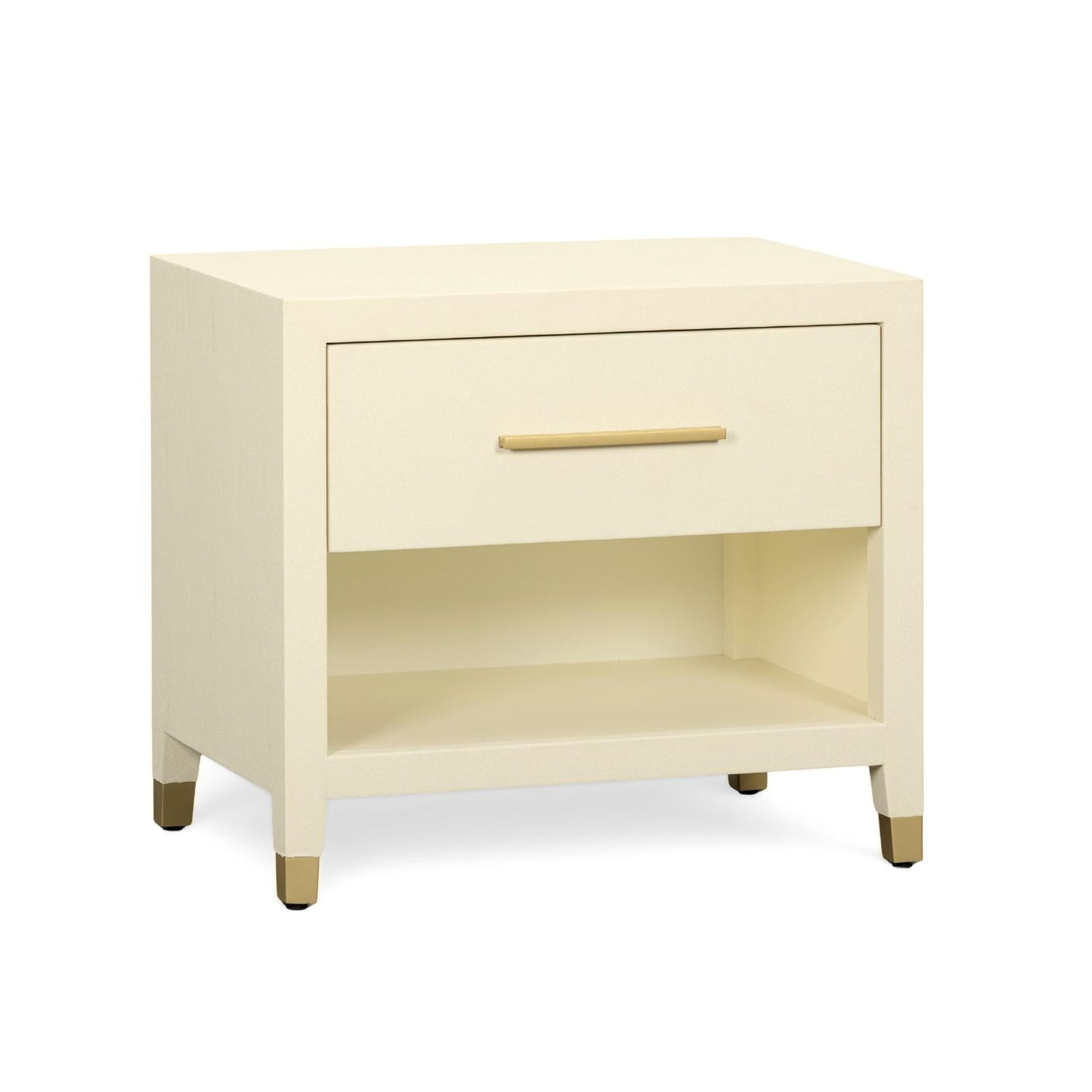 TOV Furniture Dani 25" Cream Faux Shagreen Nightstand with Drawer