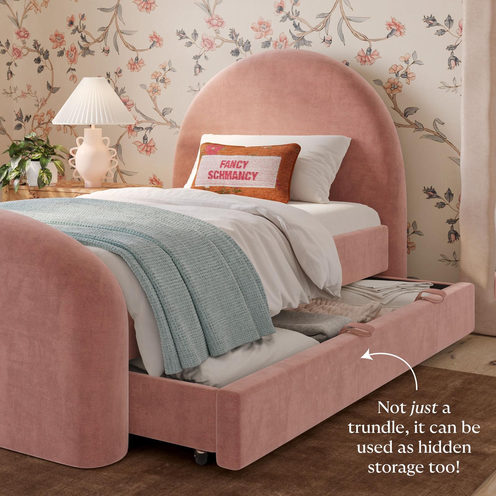 TOV Furniture Moon Rose Upcycled Contract-Grade Chenille Twin Trundle Bed