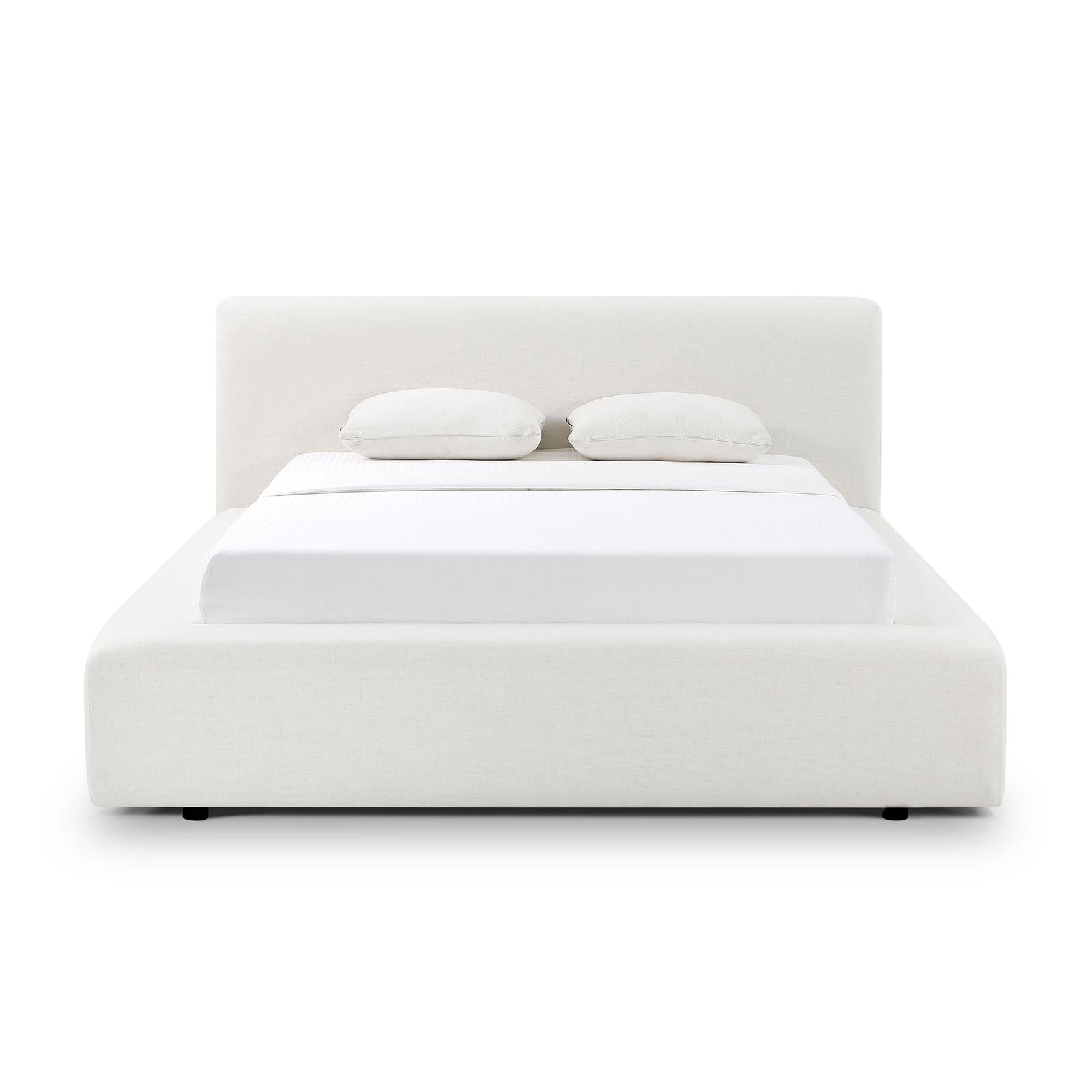 TOV Furniture Meena Cream Upcycled Linen Storage Bed