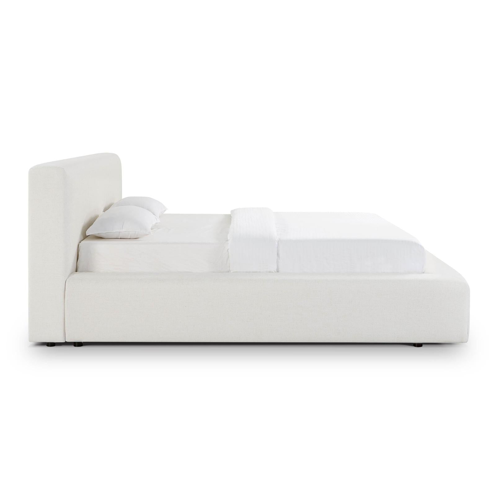 TOV Furniture Meena Cream Upcycled Linen Storage Bed