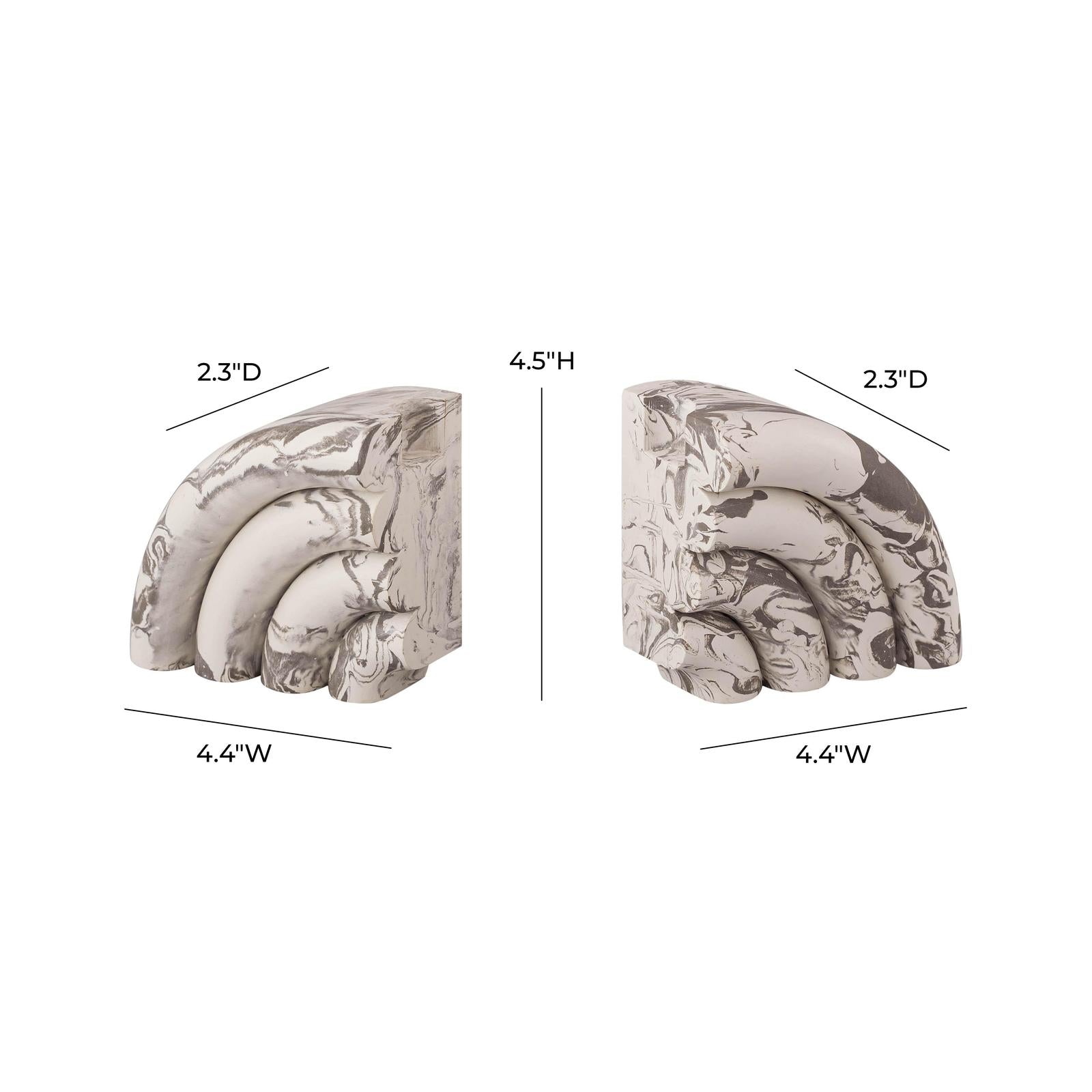 TOV Furniture Grey Marble Bookends - Set of 2