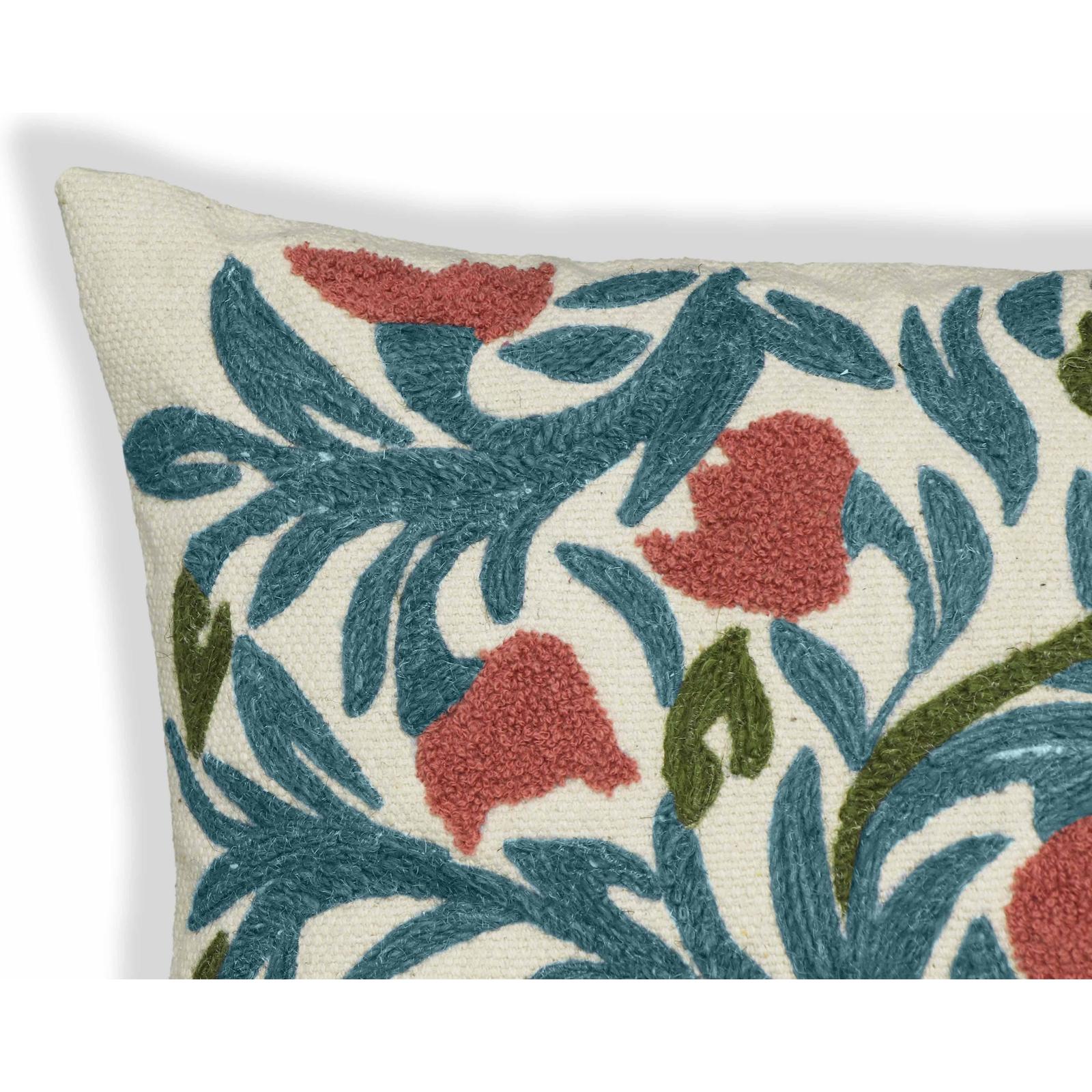 TOV Furniture Tulip Embroidered Floral Wool Square Throw Pillow