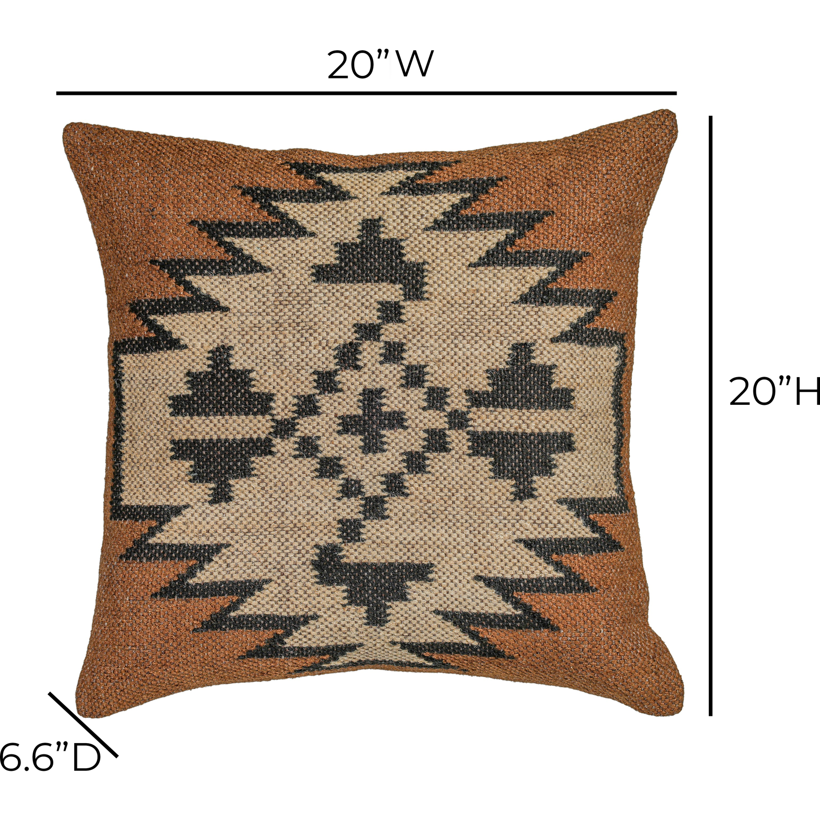 TOV Furniture Terra Square Wool and Jute Kilim Throw Pillow