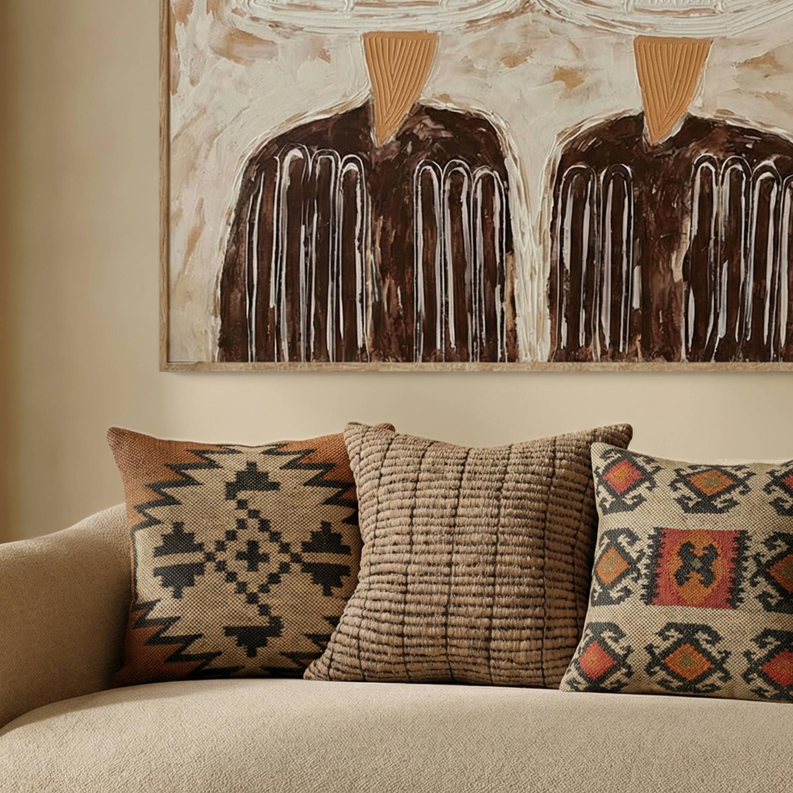 TOV Furniture Terra Square Wool and Jute Kilim Throw Pillow