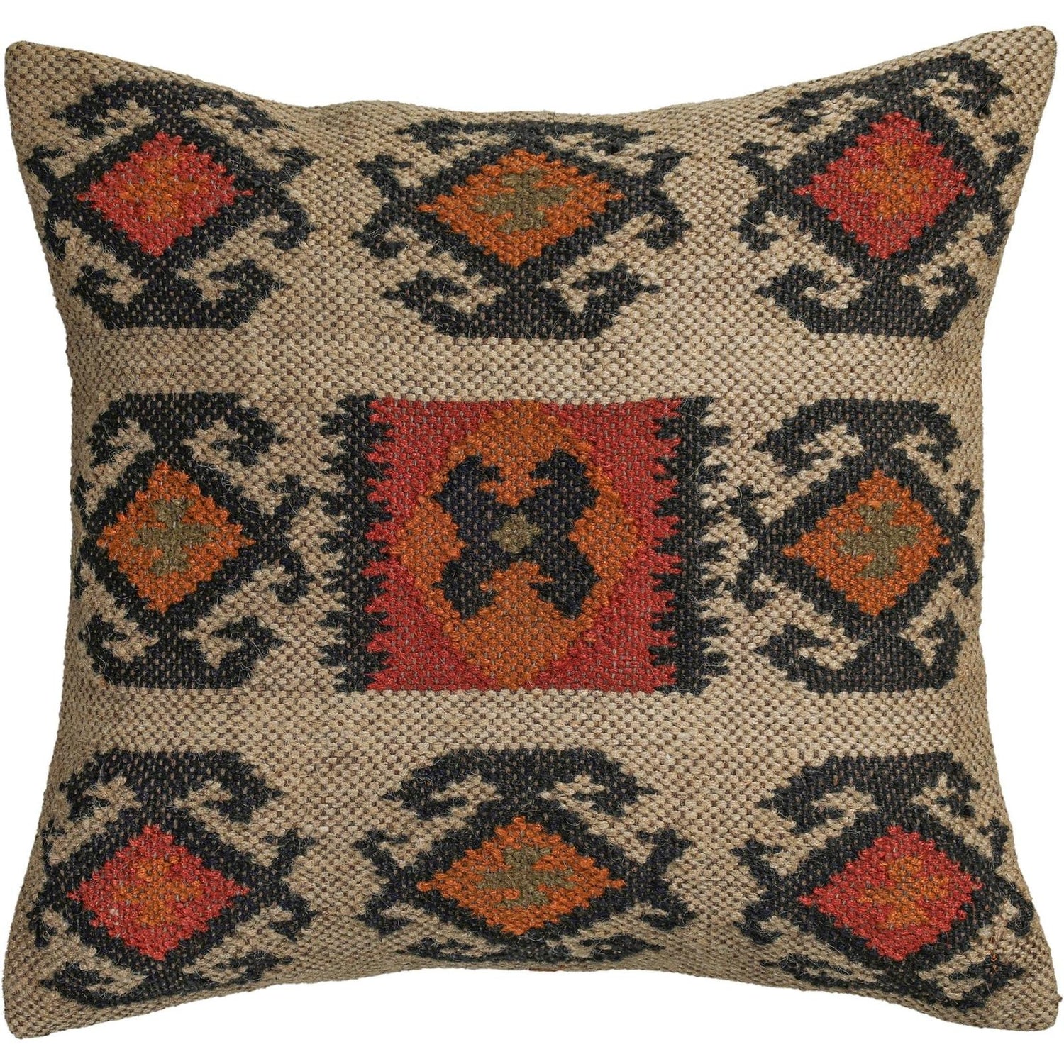 TOV Furniture Terra Square Wool and Jute Kilim Throw Pillow