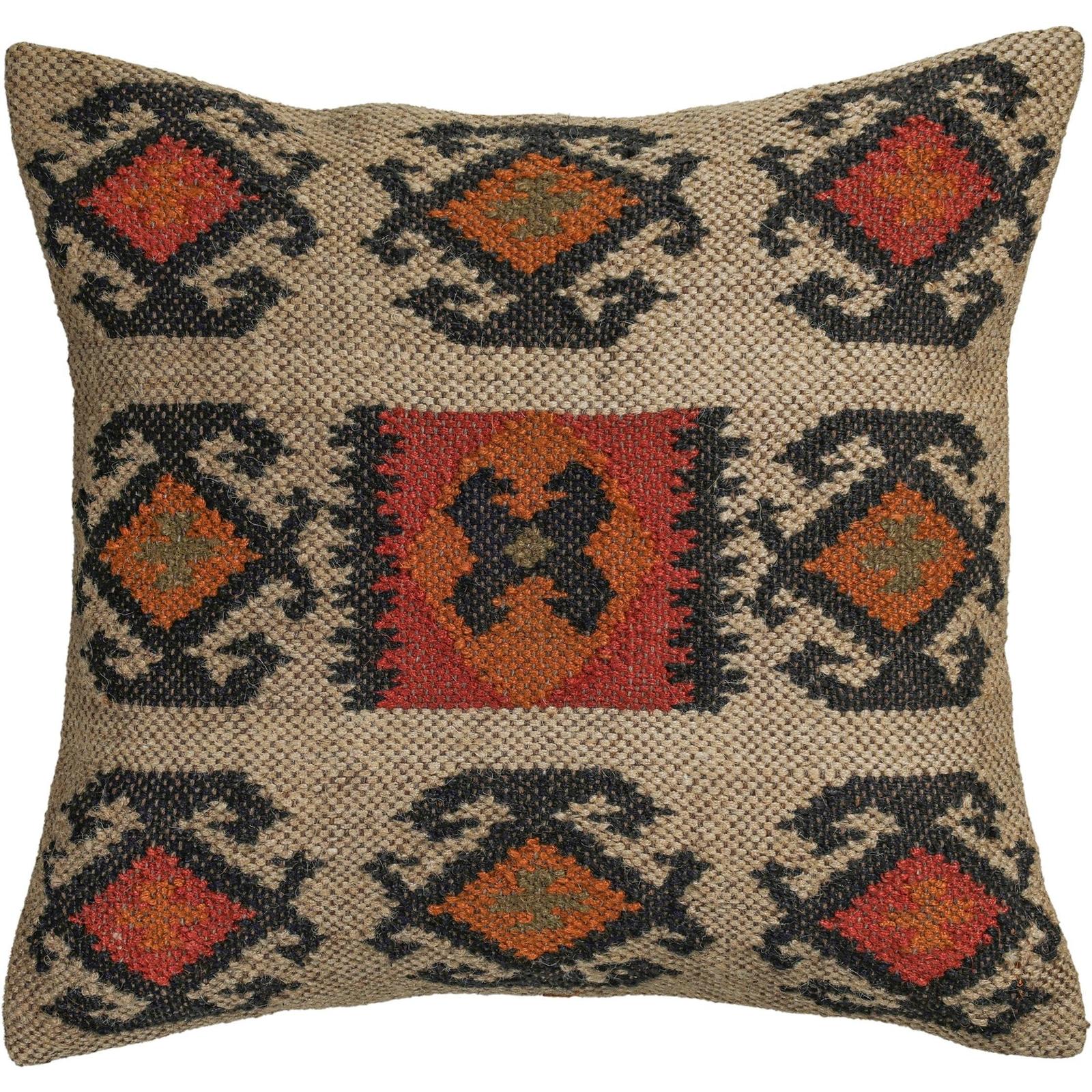 TOV Furniture Terra Square Wool and Jute Kilim Throw Pillow