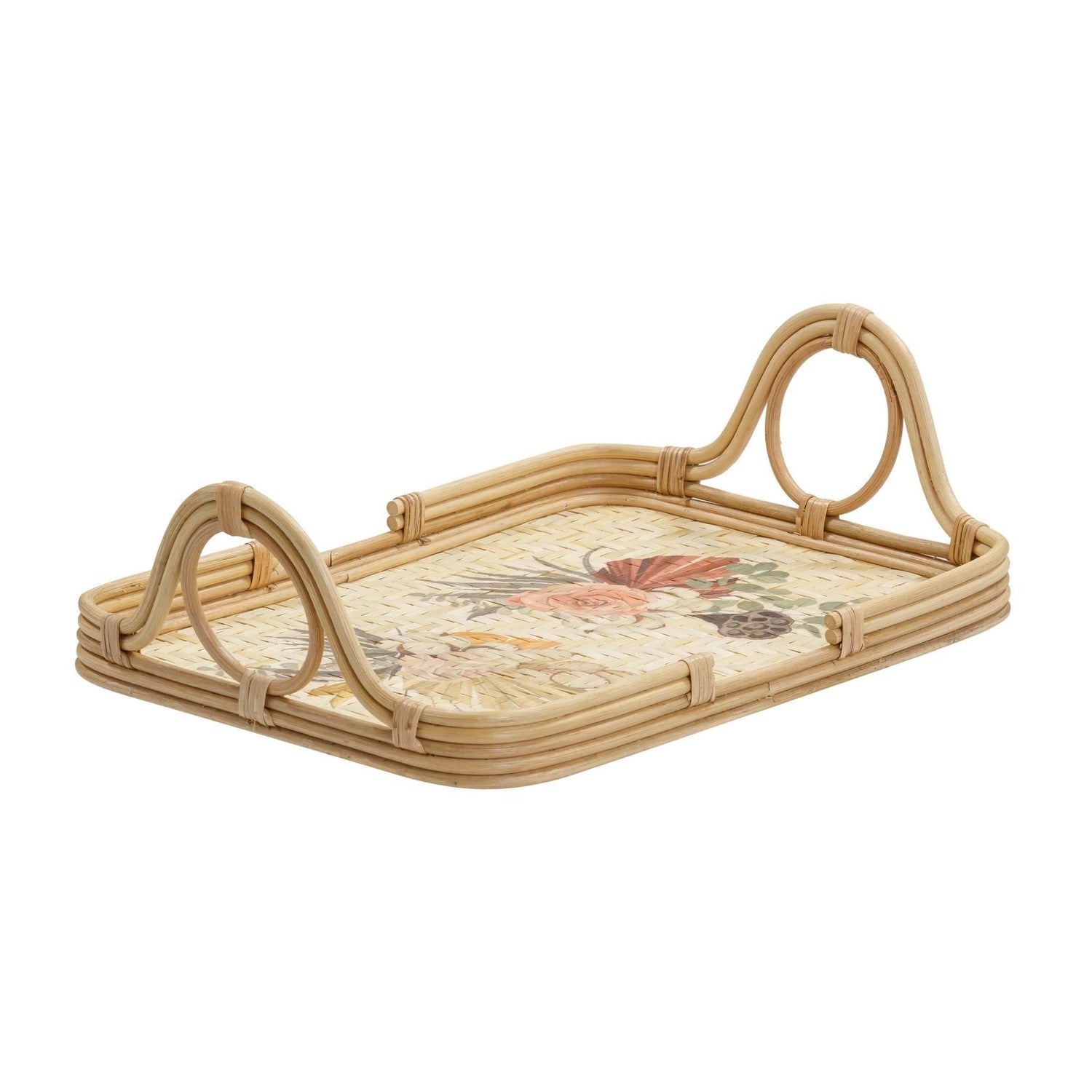 TOV Furniture Corey Floral Bamboo Tray
