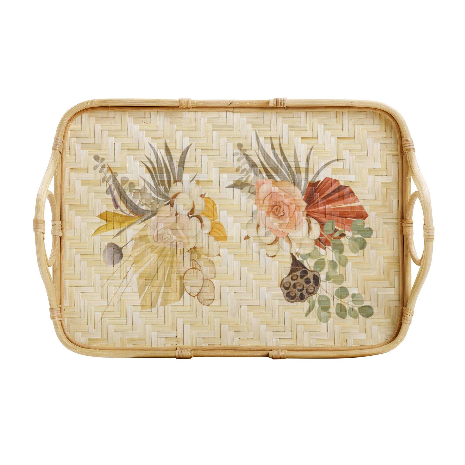 TOV Furniture Corey Floral Bamboo Tray