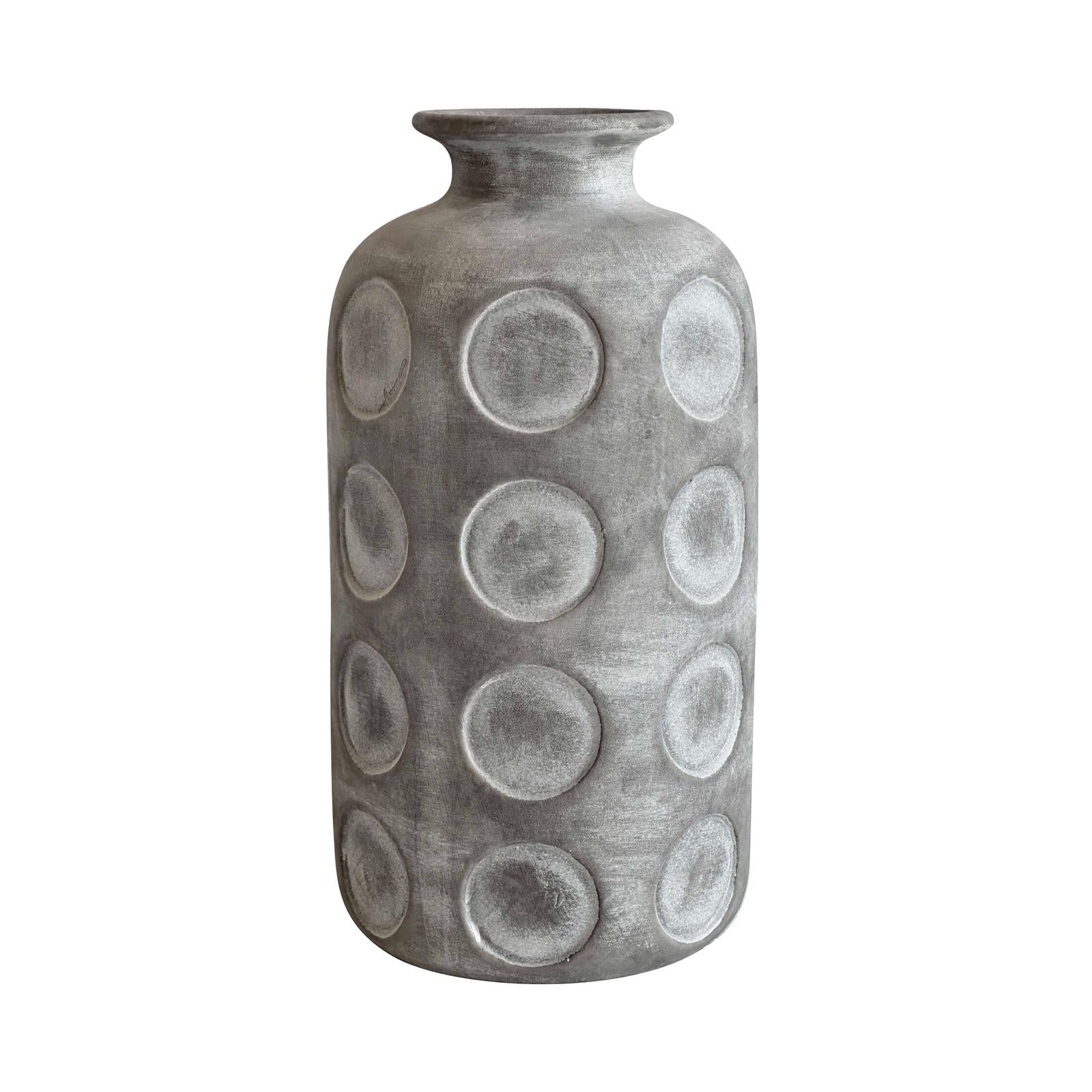 TOV Furniture Earthenware Aztec Tub Flower Vase in Grey